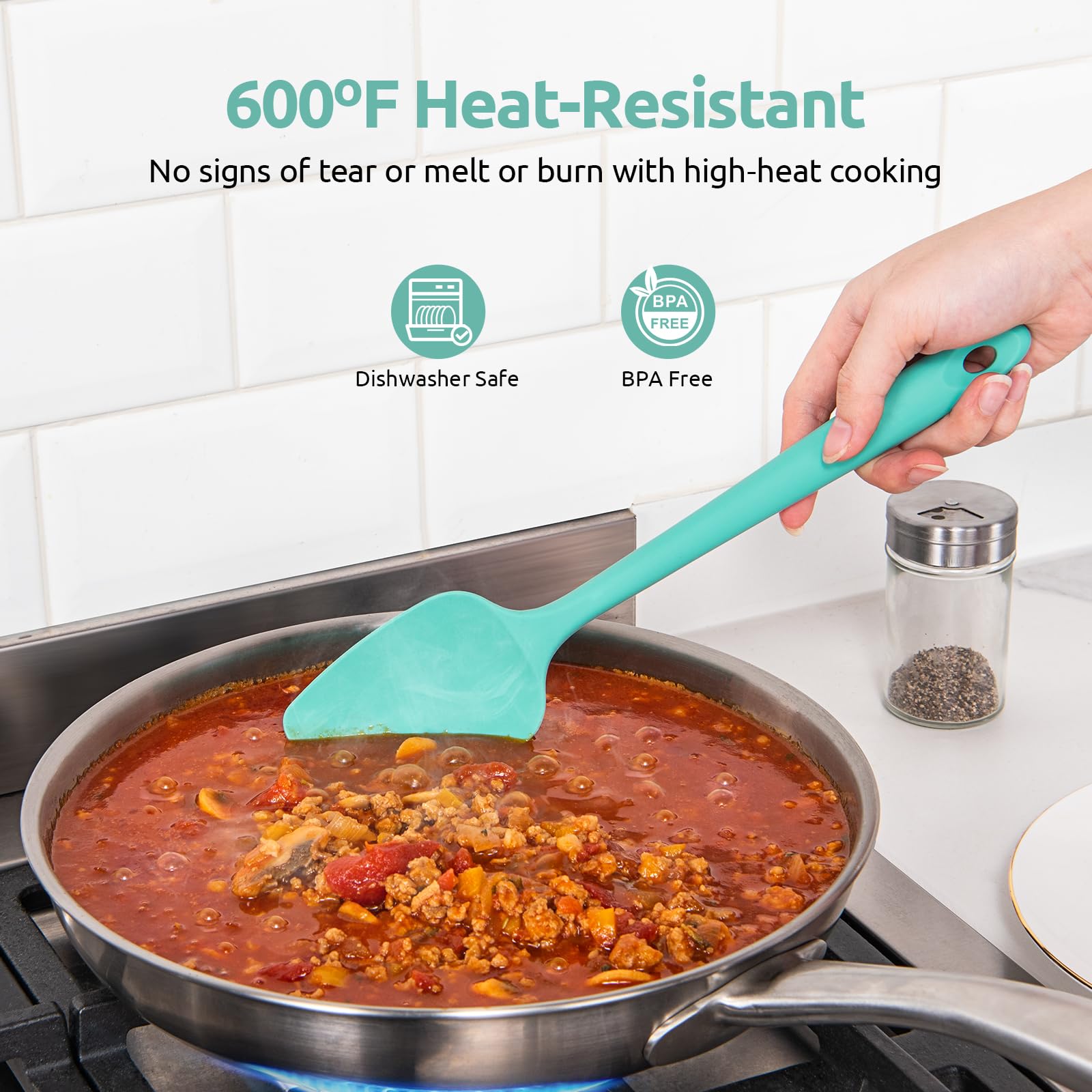 High Heat Resistant 600°F Silicone Spatula Set of 3 & 13