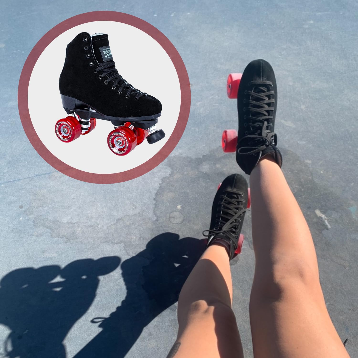 Sure Grip Boardwalk Unisex Outdoor Roller Skates - Durable Suede Material, ABEC 3 Bearings, 78A Soft 62mm Red Motion Wheels - Perfect for Park Trails and Urban Skating