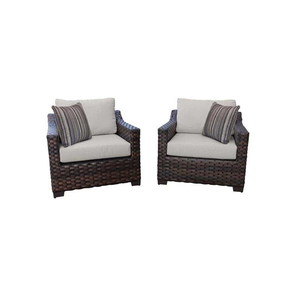 TK Classics Kathy Ireland River Brook 2-Piece Outdoor Wicker Patio Furniture Set - Rattan Sofa & Coffee Table for Garden, Poolside or Backyard Relaxation