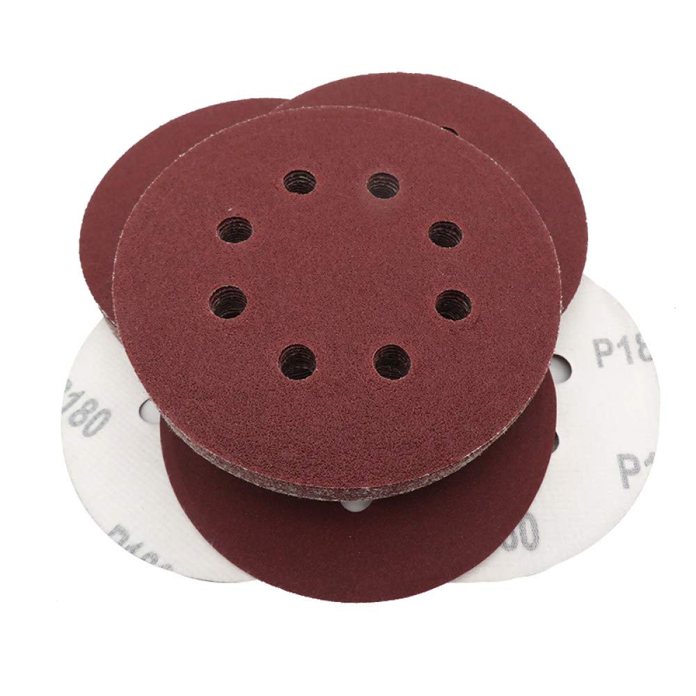 UIEMMY 10-Piece 5-Inch 125mm Round Sanding Discs Kit - 8 Hole Hook & Loop Sandpaper Pads with 60-1200 Grit for Wood, Metal & Auto Polishing - Perfect for DIY Projects & Professional Surface Finishing