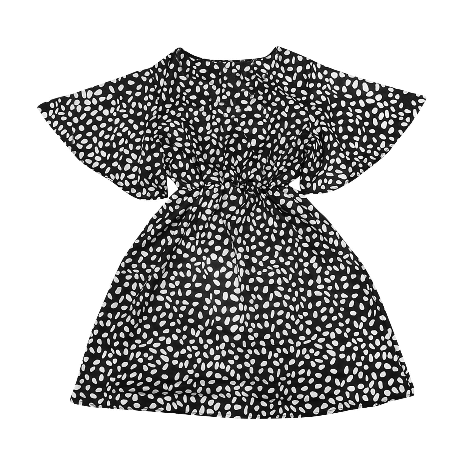 Elegant Wedding Guest Dresses for Women - Fashion Casual Loose Fit Short Sleeve Printed V-Neck Dress with Belt | Perfect for Summer Weddings, Garden Parties & Special Occasions