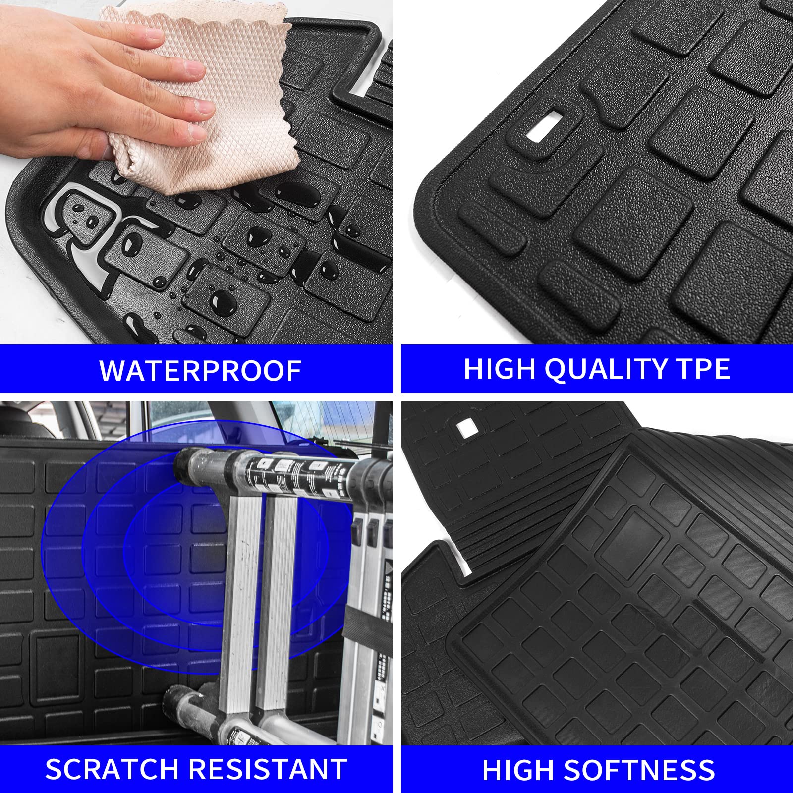 Rongtaod Custom Fit Floor Mat for 2014-2019 Toyota Highlander - Waterproof Trunk Cargo Liner with Back Seat Cover Protector | All-Weather Car Accessories for SUV Protection & Organization (Perfect for Road Trips, Grocery Hauling & Pet Transport)