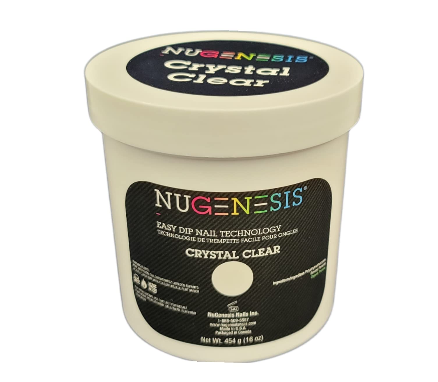 Nugenesis Crystal Clear Dip Powder 16oz - Professional Nail Art Kit for Salon & Home Manicure | Perfect for DIY Nails, Acrylic Nail Extensions & Gel Polish
