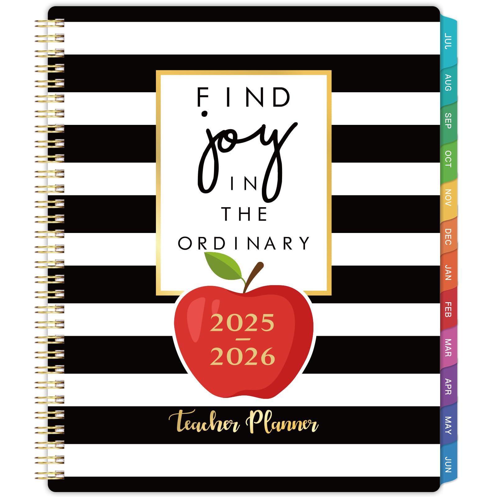 2025-2026 Teacher Planner - Weekly & Monthly Lesson Organizer, Academic Year July 2025 to June 2026, 8x10 Inch Twin-Wire Bound Planner for Educators - Classic Black | Perfect for Classroom Planning, Homeschooling & Teacher Gifts