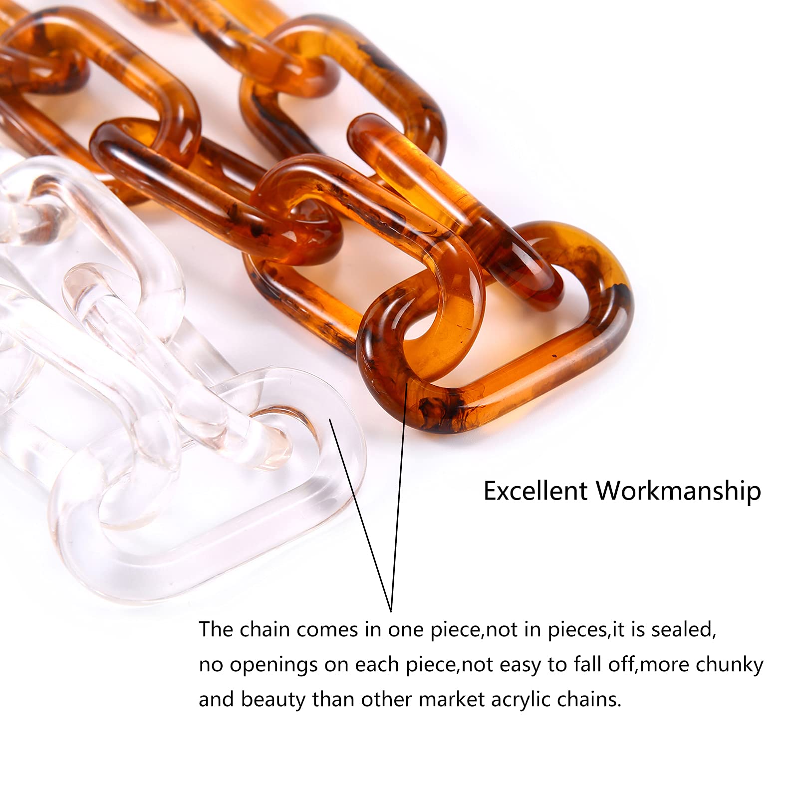 Chunky Resin Purse Handle Replacement - Stylish Short Bag Chain Strap for Handbag Decoration & Accessories (Brown) | Perfect for DIY Purse Upgrades, Fashionable Bag Charms & Replacement Straps