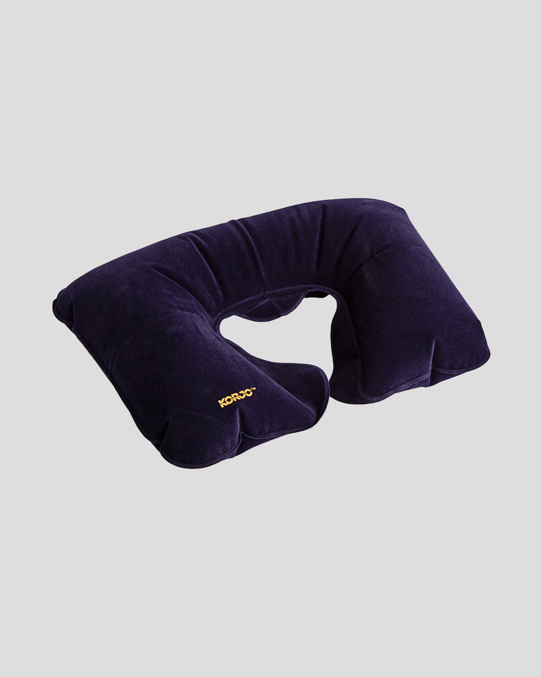 Korjo Inflatable Travel Neck Pillow - Midnight Blue | Comfortable Support for Airplane, Car & Office Use | Compact & Portable for Business Trips & Vacations