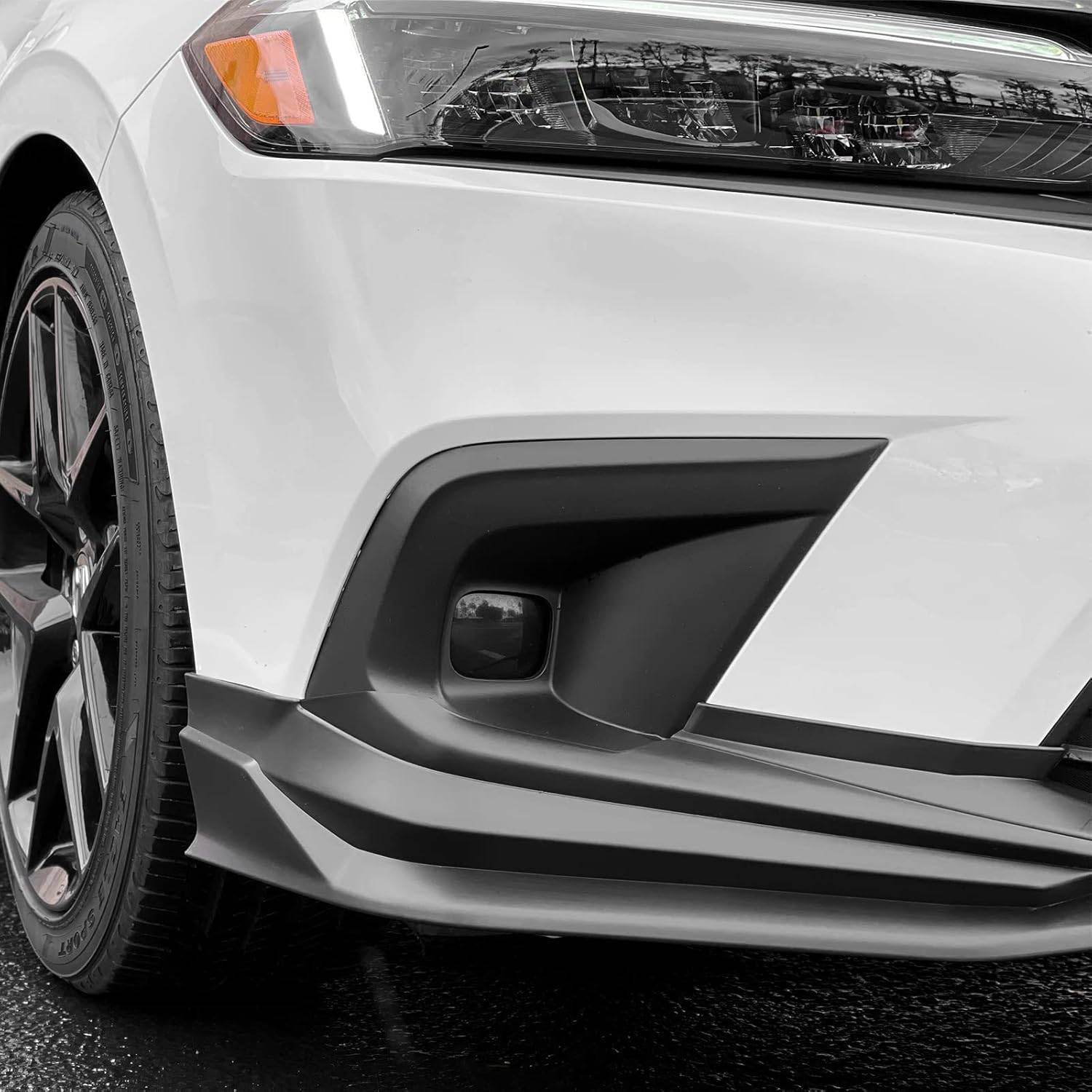 2022-2025 Honda Civic Sedan & Hatchback Front Bumper Lip Spoiler - Matte Black Unpainted PP Material | Enhances Aerodynamics & Sporty Look | Perfect for Street Racing & Car Shows