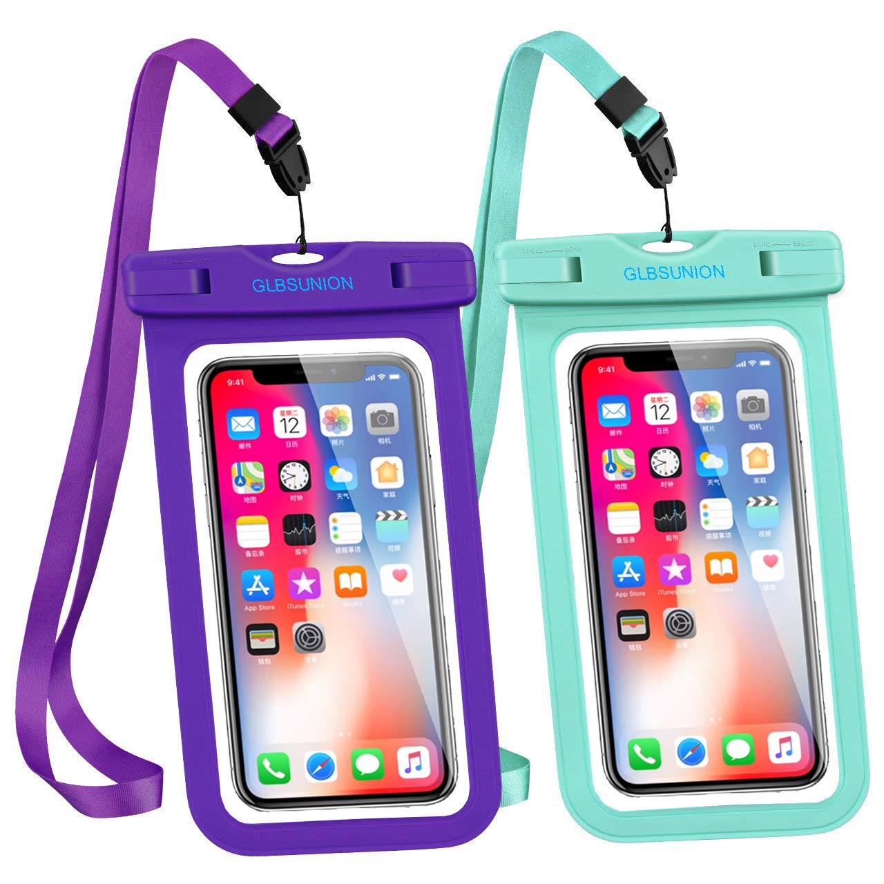 2-Pack Universal IPX8 Waterproof Phone Case with Lanyard - Dry Bag Pouch for iPhone 15/14/13/12/11 Pro Max Plus & Samsung Galaxy S24/S23/Note - Fits Phones Up to 7.5