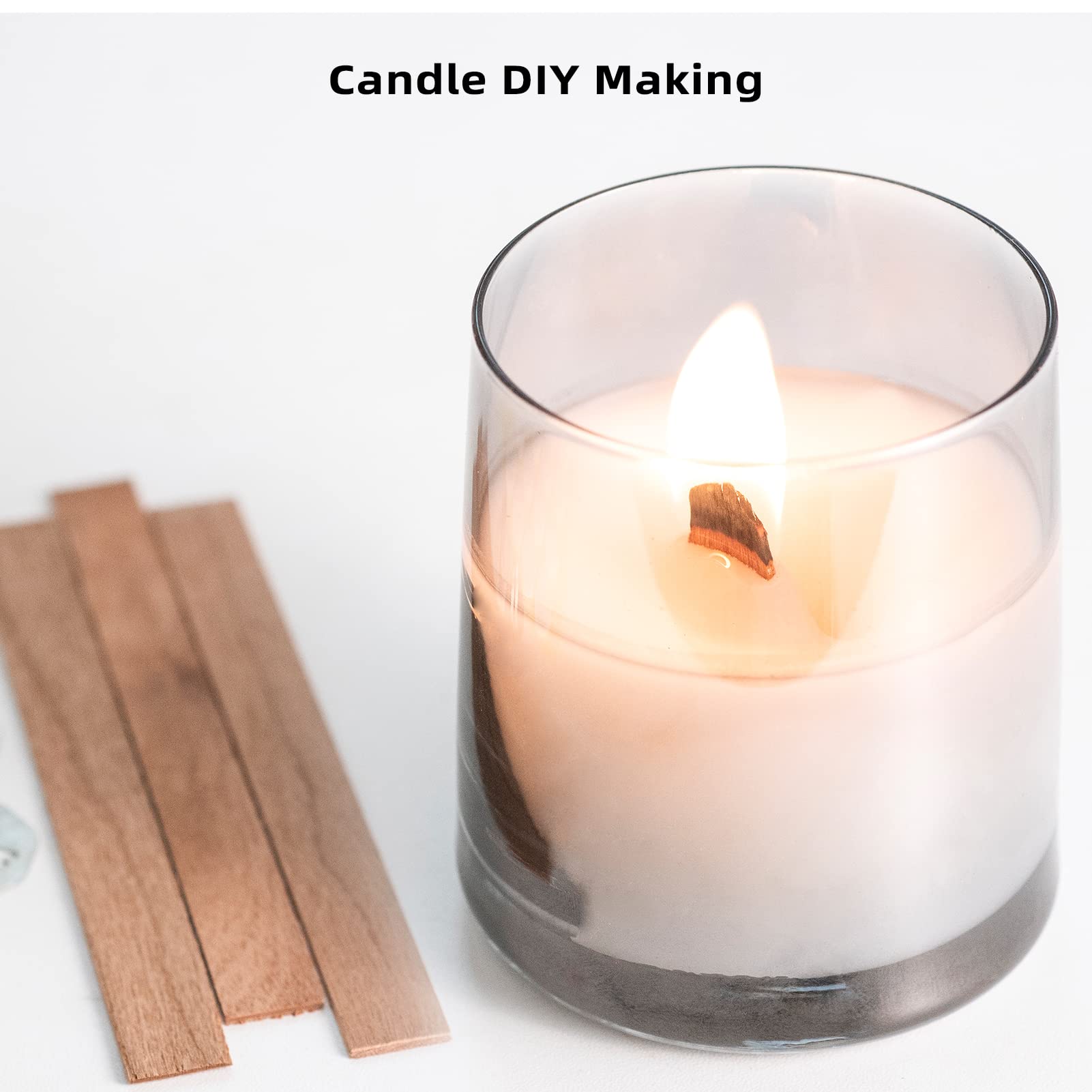 Ziosxin 100-Pack Thick Smokeless Cherry Wood Candle Wicks - Long Burning Natural Candle Cores with Adhesive Dots (5.1