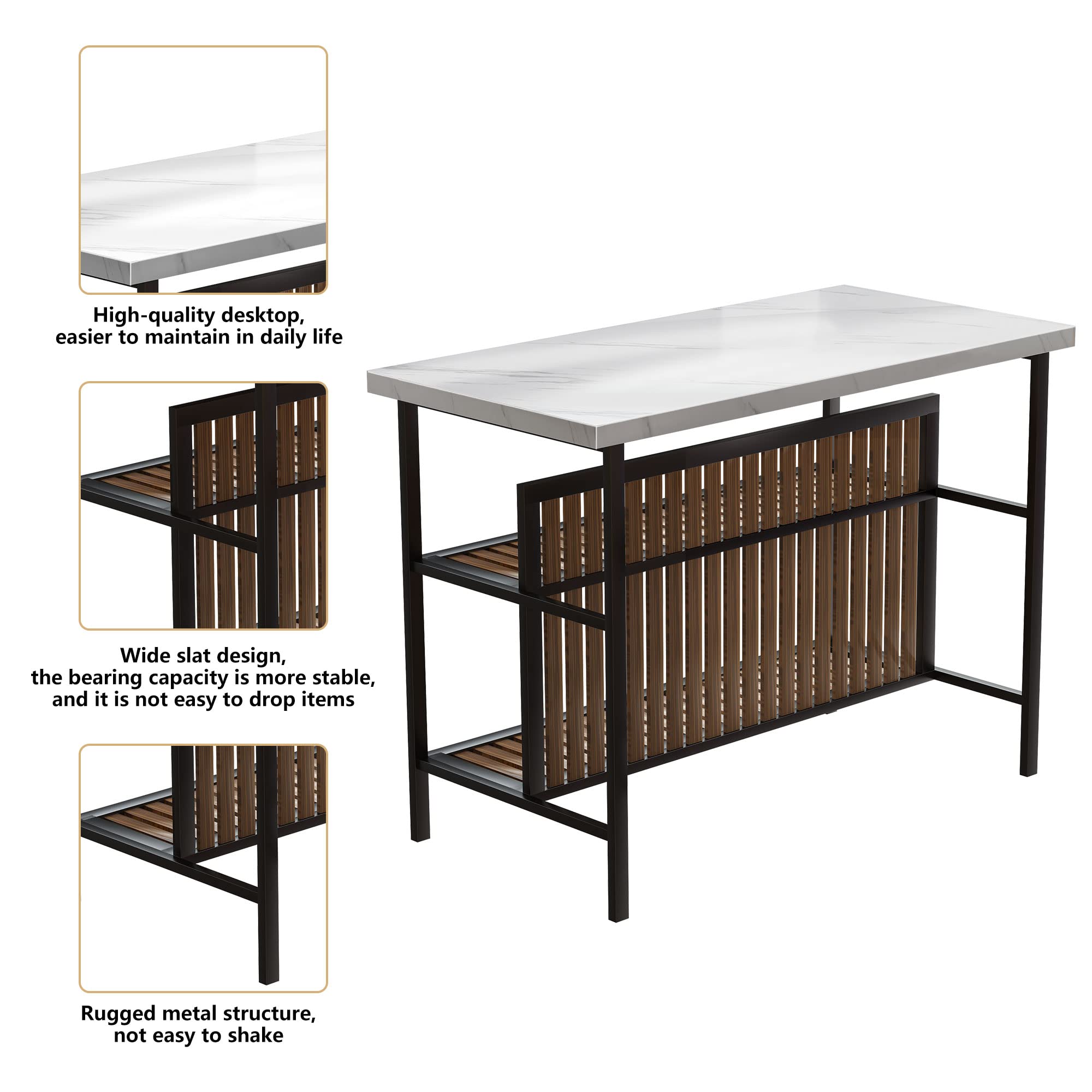 Modern White Kitchen Island with Stools & Storage - 3-Piece Dining Table Set for Small Spaces, Apartments & Home Bars | Perfect for Breakfast Nook, Entertaining Guests & Compact Kitchen Dining