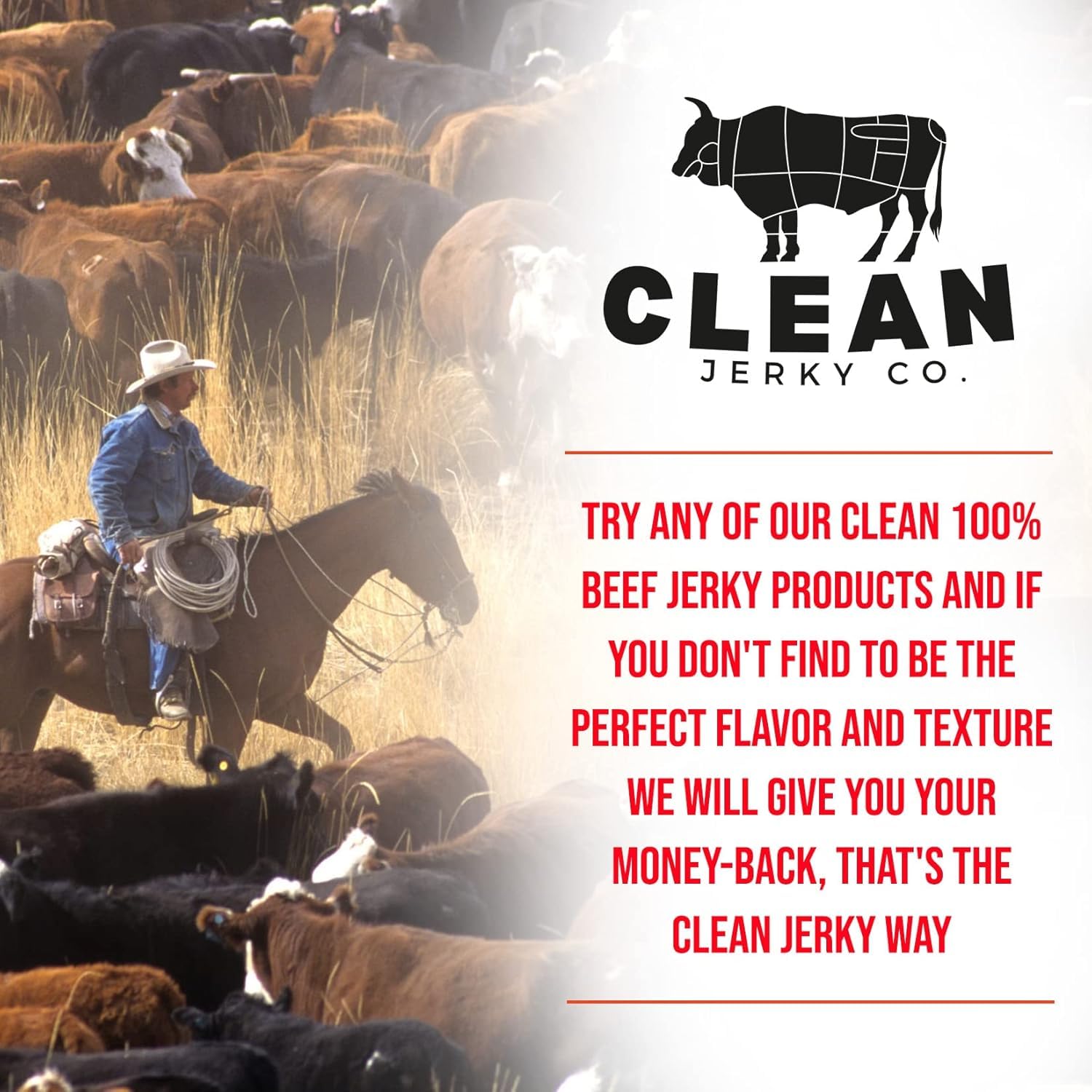 Clean Jerky Co. Old Fashioned Dry Zero Sugar Beef Jerky | Salt & Pepper Flavor | High Protein Healthy Snacks for Adults & Keto Diet | 100% Premium Beef | No MSG, No Sugar, No Nitrates | Perfect for Hiking, Camping & Road Trips