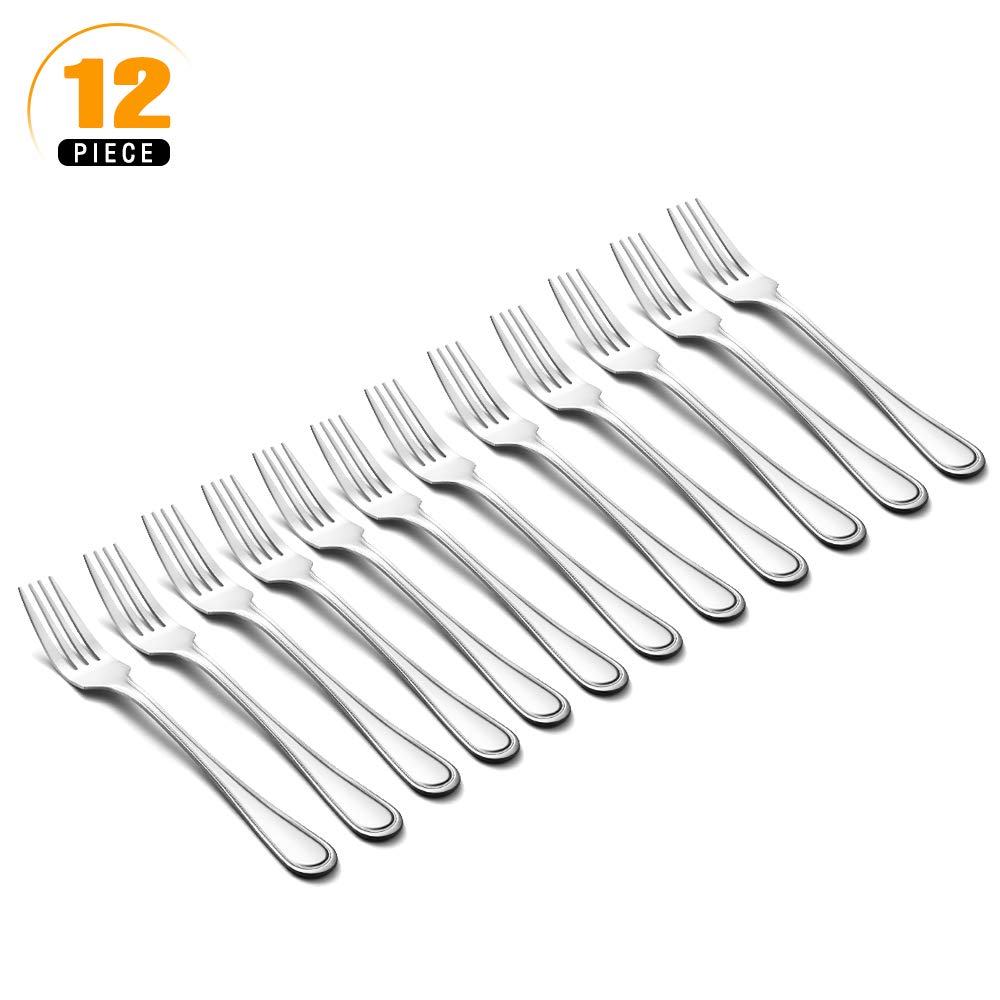 Snamonkia 12-Piece Stainless Steel Dinner Forks Set - 8 Inch 18/0 Large Table Forks for Steak, Salad, Spaghetti - Perfect for Restaurants, Dinner Parties & Home Dining