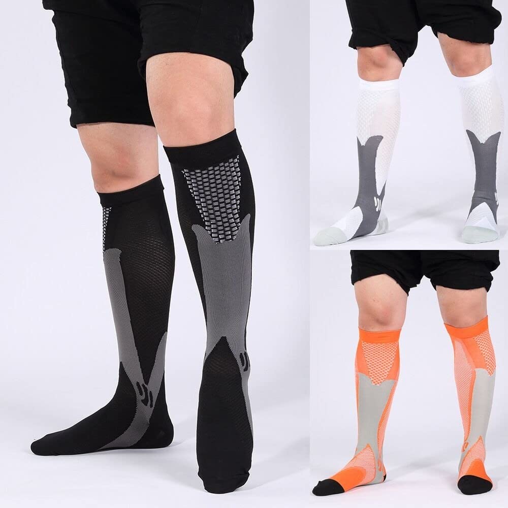 Nigeiyeme 15-25mmHg Compression Socks for Men & Women - Athletic Support Socks for Running, Workout & Travel - Black Medical Grade Anti-Fatigue Socks for Nurses, Athletes & Long Standing Workers