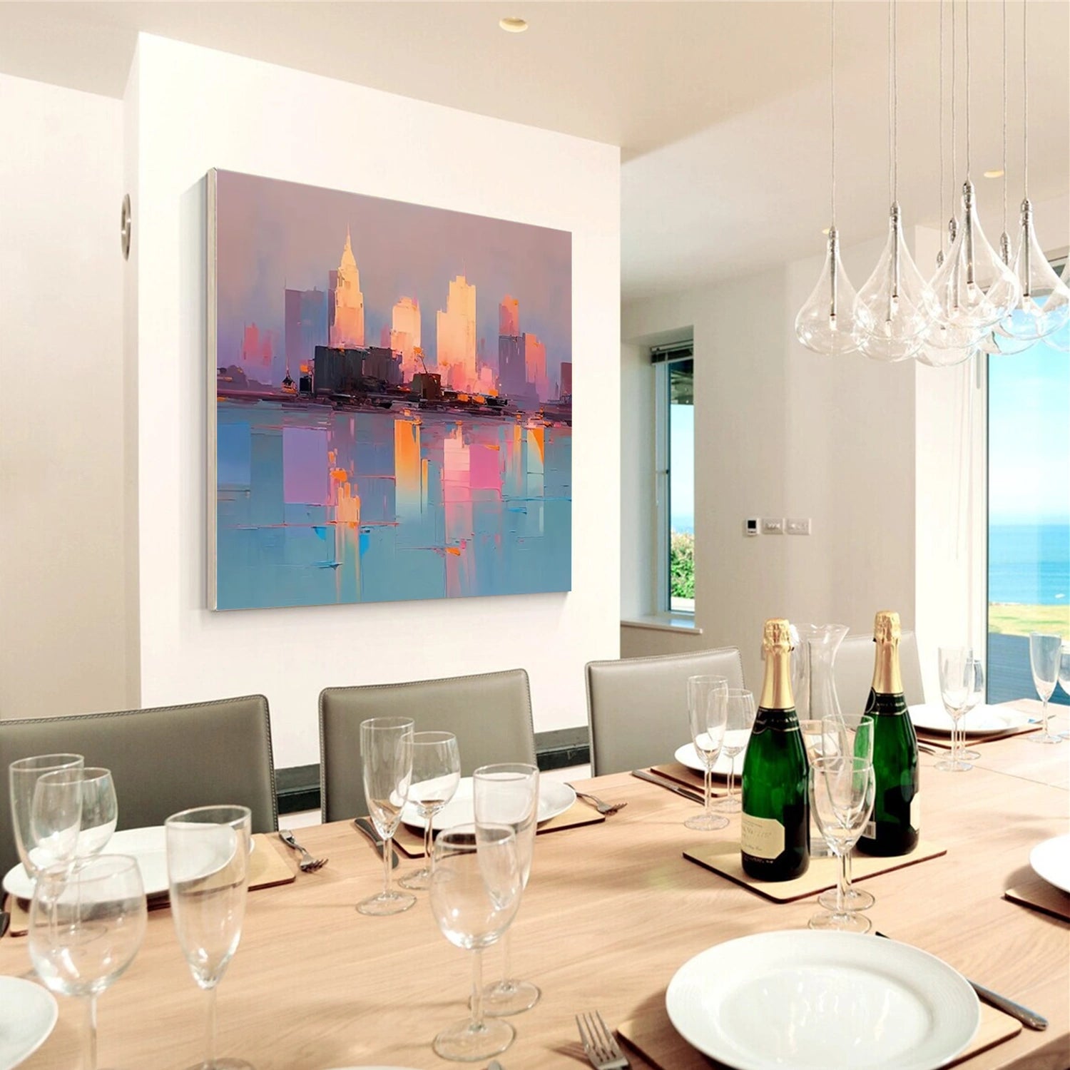 Abstract Urban Landscape Painting #UL 033 - Modern Wall Art for Living Room, Bedroom & Office Decor