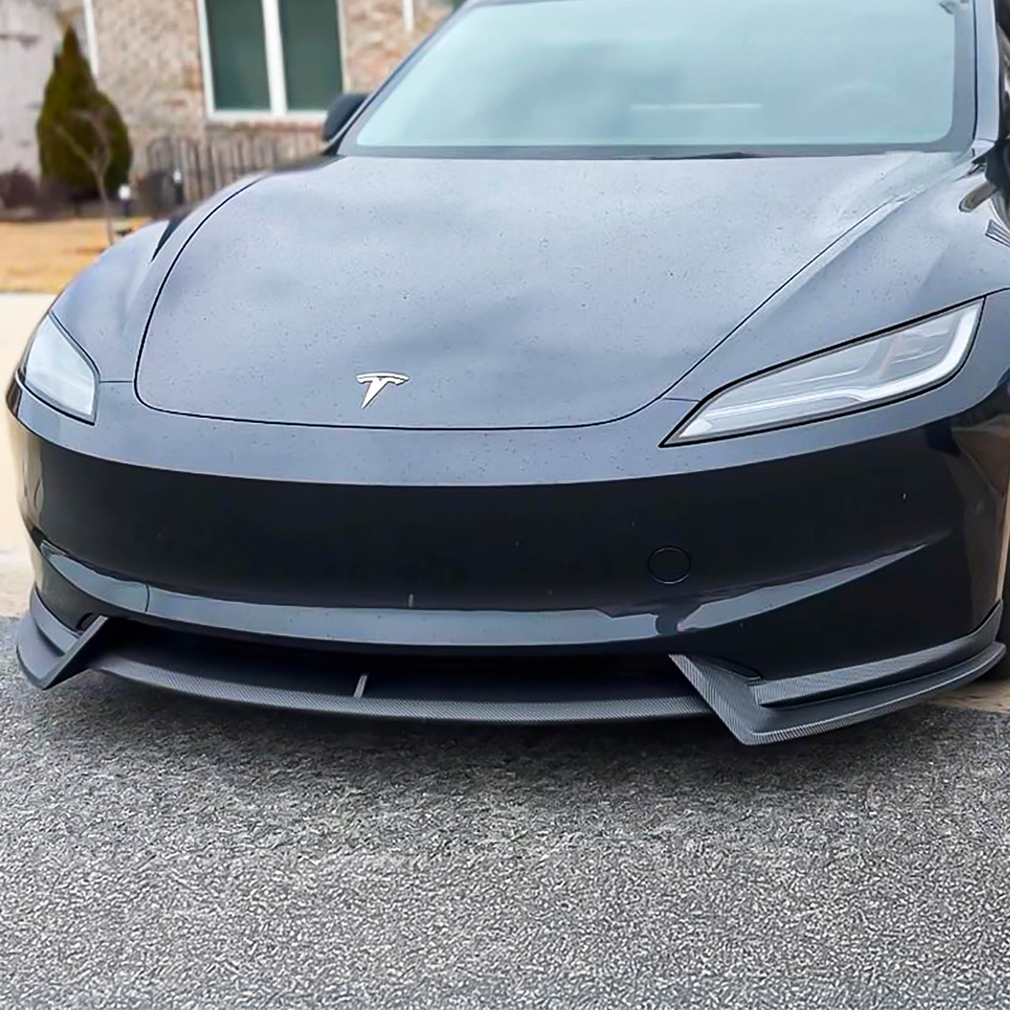 High-Performance Front Lip Spoiler for Tesla Model 3 Highland 2024 - Carbon Fiber Car Body Kit - Enhance Aerodynamics & Sporty Look - Perfect for Street Racing & Car Shows