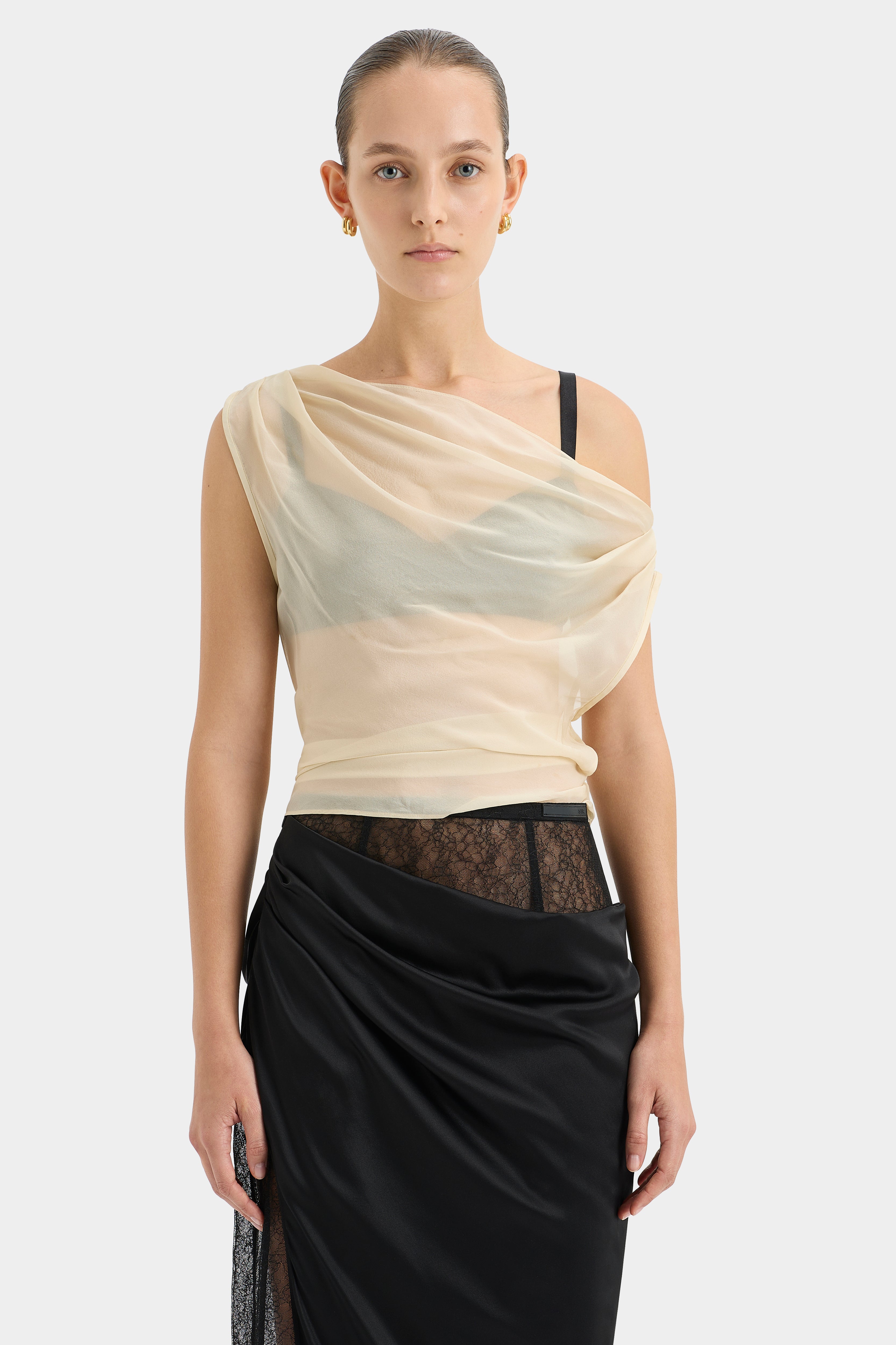 Strobe Cowl Top Bone - Stylish & Comfortable Women's Knit Sweater for Fall & Winter - Perfect for Casual Outings, Office Wear & Cozy Evenings