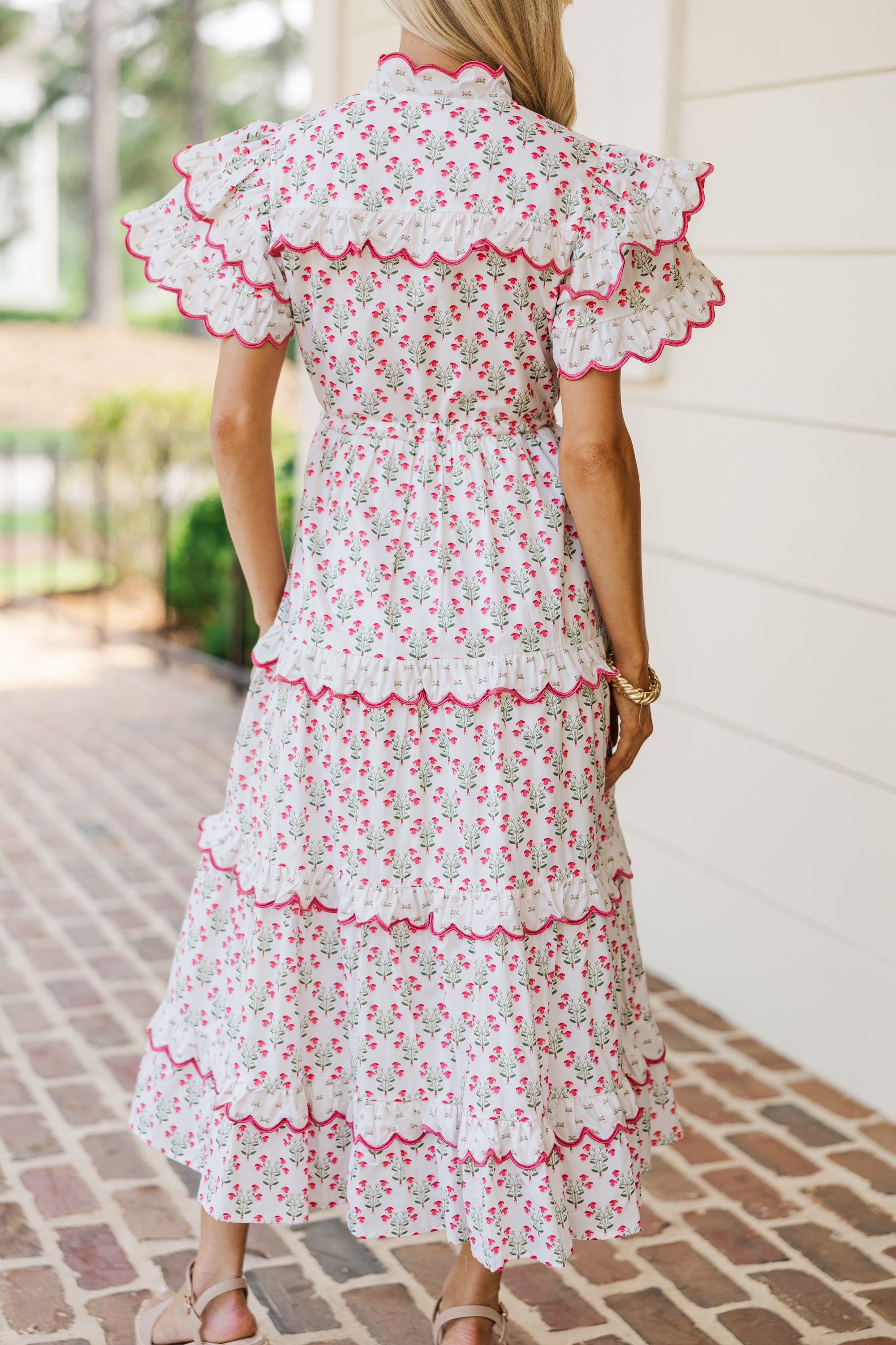 All For Joy White Medallion Midi Dress - Elegant Floral Print Summer Dress for Women | Perfect for Weddings, Parties & Date Nights