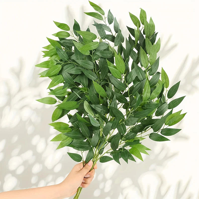 10PCS Artificial Italian Ruscus Greenery Stems - Realistic Faux Leaves for Wedding Arch, Bouquets, Centerpieces, Home Decor - Perfect for DIY Floral Arrangements & Event Decorations