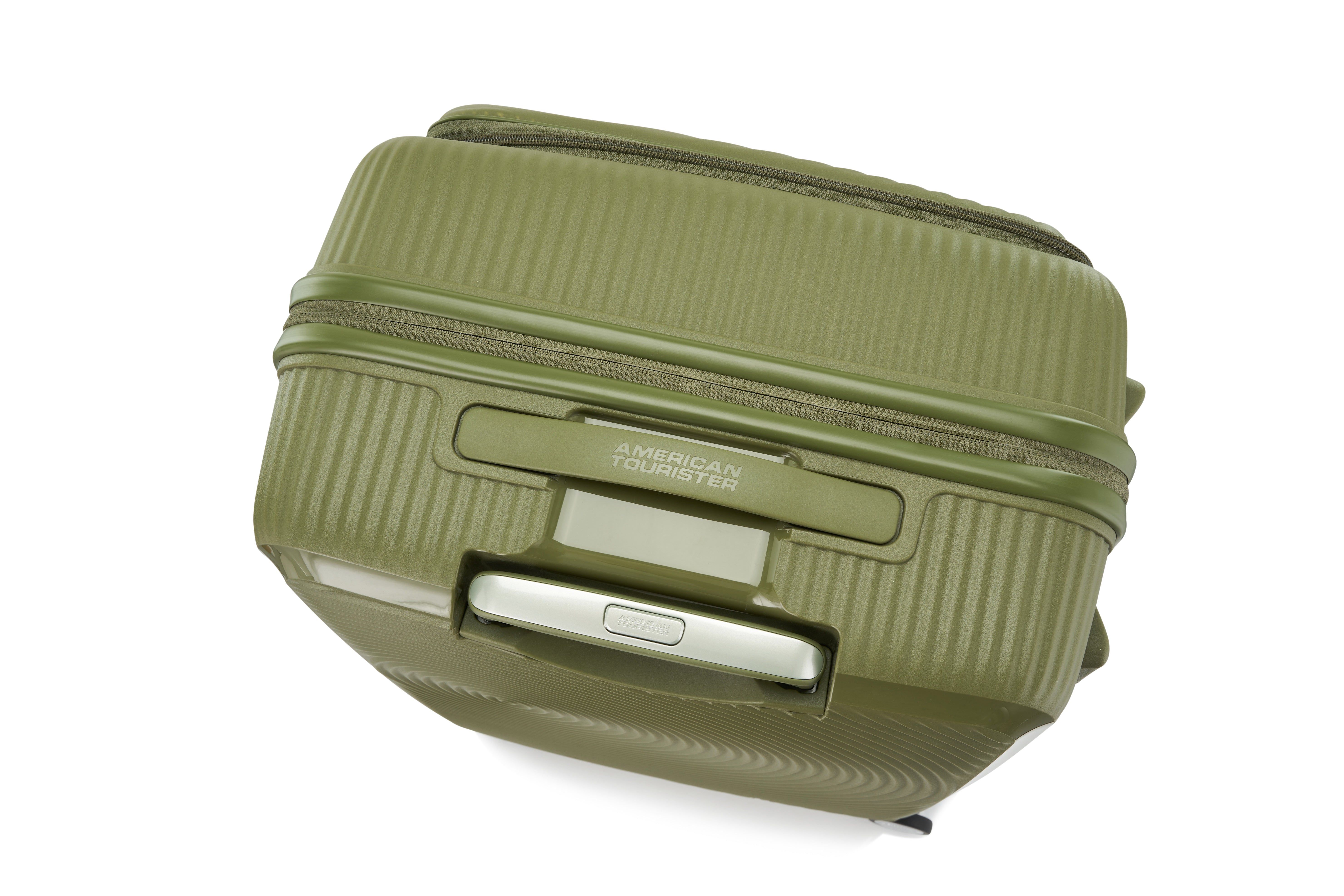 American Tourister 75cm Curio Book Opening Suitcase - Lightweight Spinner Luggage with 360° Wheels, Perfect for Business Travel & Weekend Getaways (Khaki)