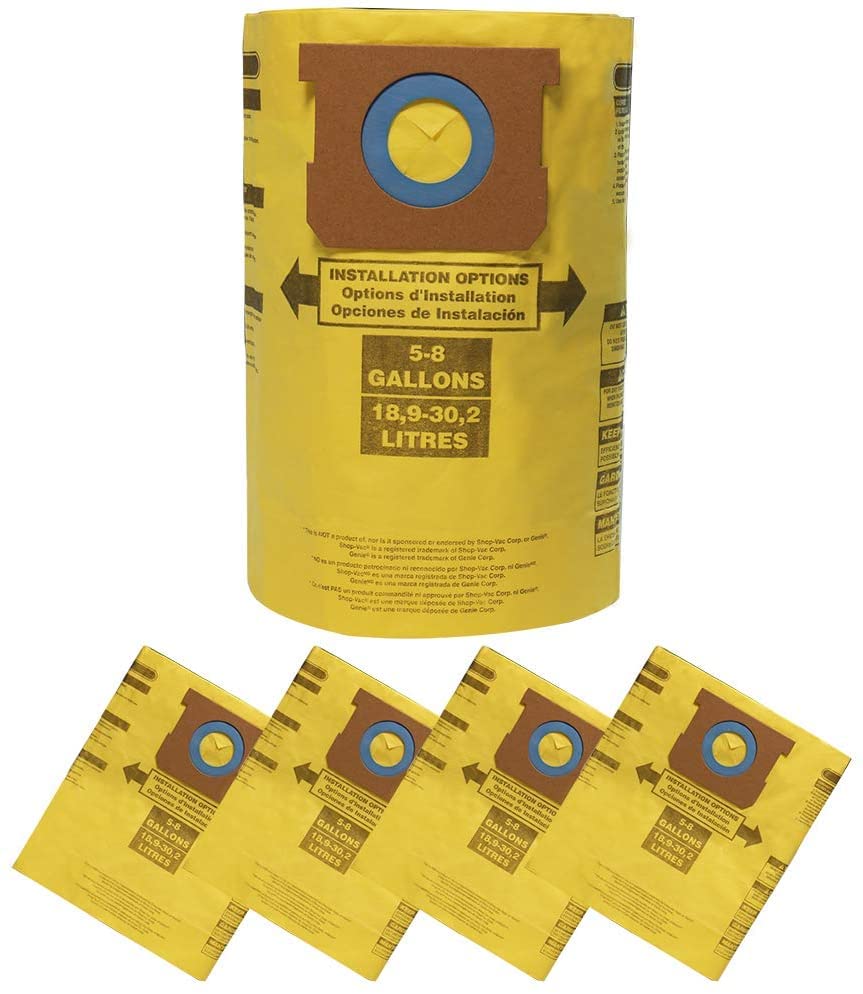 5-Pack HEPA Vacuum Bags (Model 9067133) for 5-8 Gallon Shop Vacs - Compatible with Part #90671 - Ideal for Dust Collection in Workshops, Garages & Home Cleaning