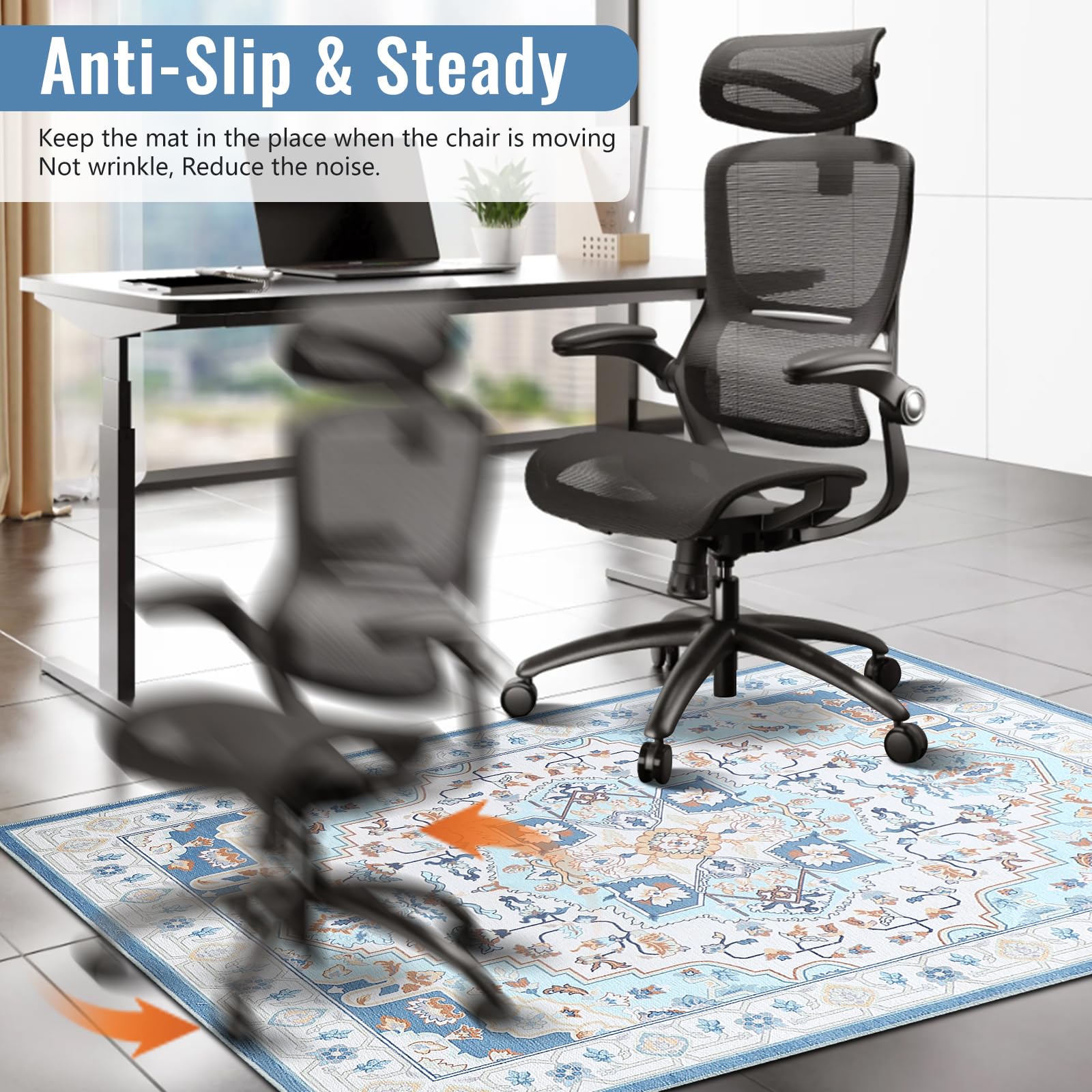 36'' x 48'' Non-Slip Office Chair Mat for Hardwood Floors - Modern Desk Chair Protector with Easy Glide & Cleaning | Perfect for Home Office, Workstation & Computer Desk