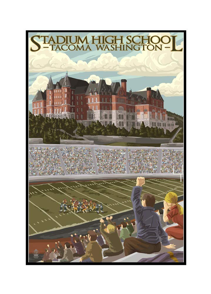 24x36 Framed Gallery Wrapped Stretched Canvas - Tacoma Washington Stadium High School Wall Art | Perfect for Home Decor, Office & Dorm Room Wall Decorations