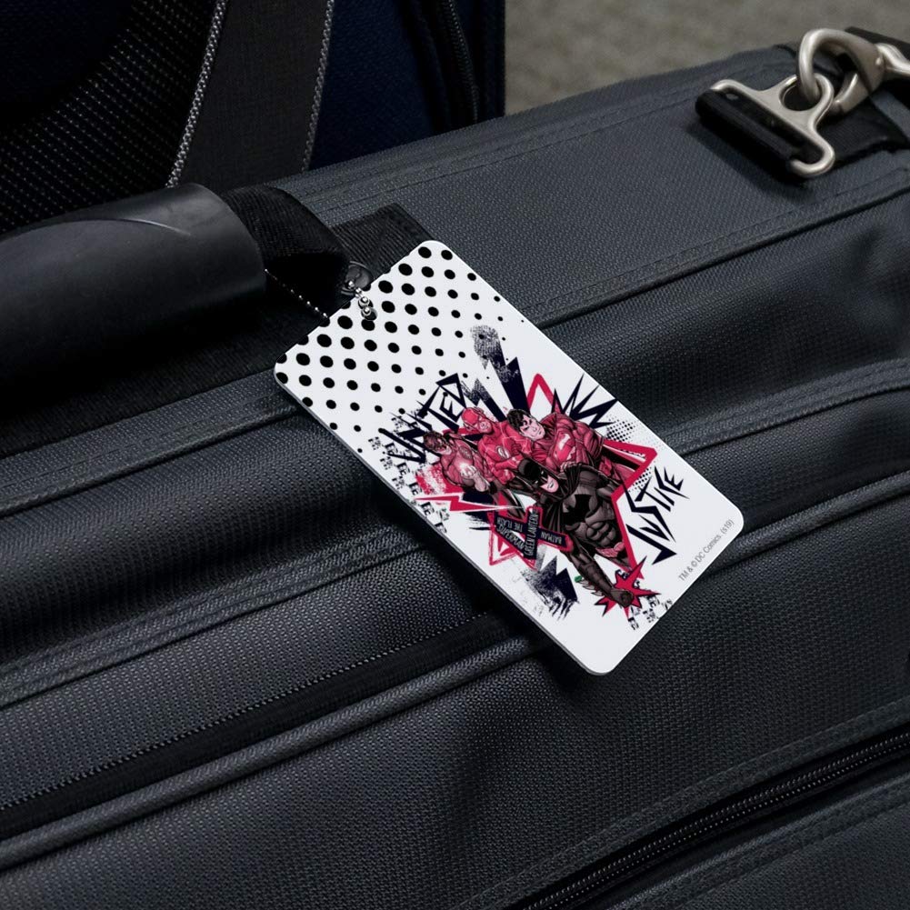 Justice League Red & Black Superheroes Luggage Tag - Durable Carry-On Suitcase ID Tag for Travel, Cosplay & Comic Con Events