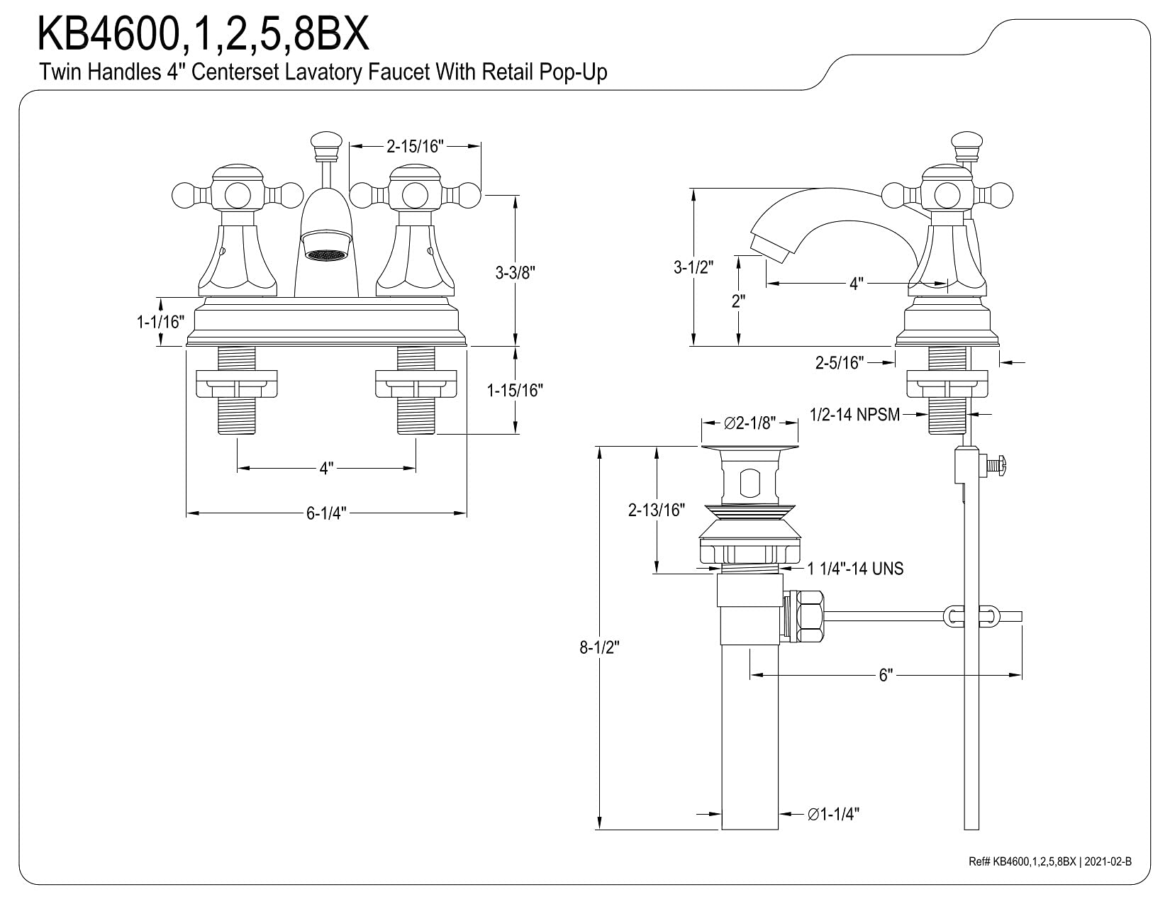 Kingston Brass KB4605BX Metropolitan 4