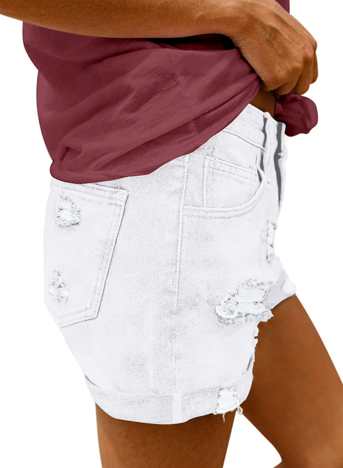 Women's Stretch Denim Shorts with Button Pockets - Comfortable Casual Jean Shorts for Summer | Perfect for Beach, Travel & Everyday Wear