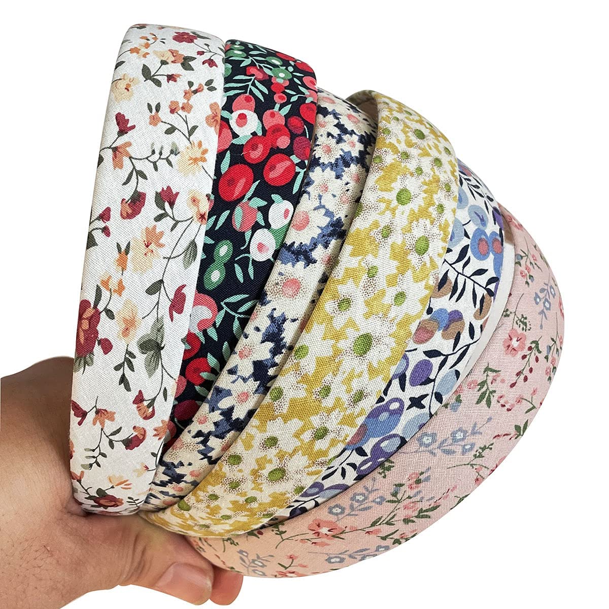 Chunx 6-Pack 25mm Floral Headbands for Women & Girls - Non-Slip Hair Hoops, Plain Hair Accessories for Daily Wear, Parties, and Special Occasions