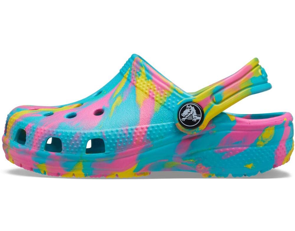 Crocs Kids' Classic Marbled Tie-Dye Clog | Lightweight Comfortable Slip-On Water Shoes for Boys & Girls | Perfect for Beach, Pool, and Outdoor Play