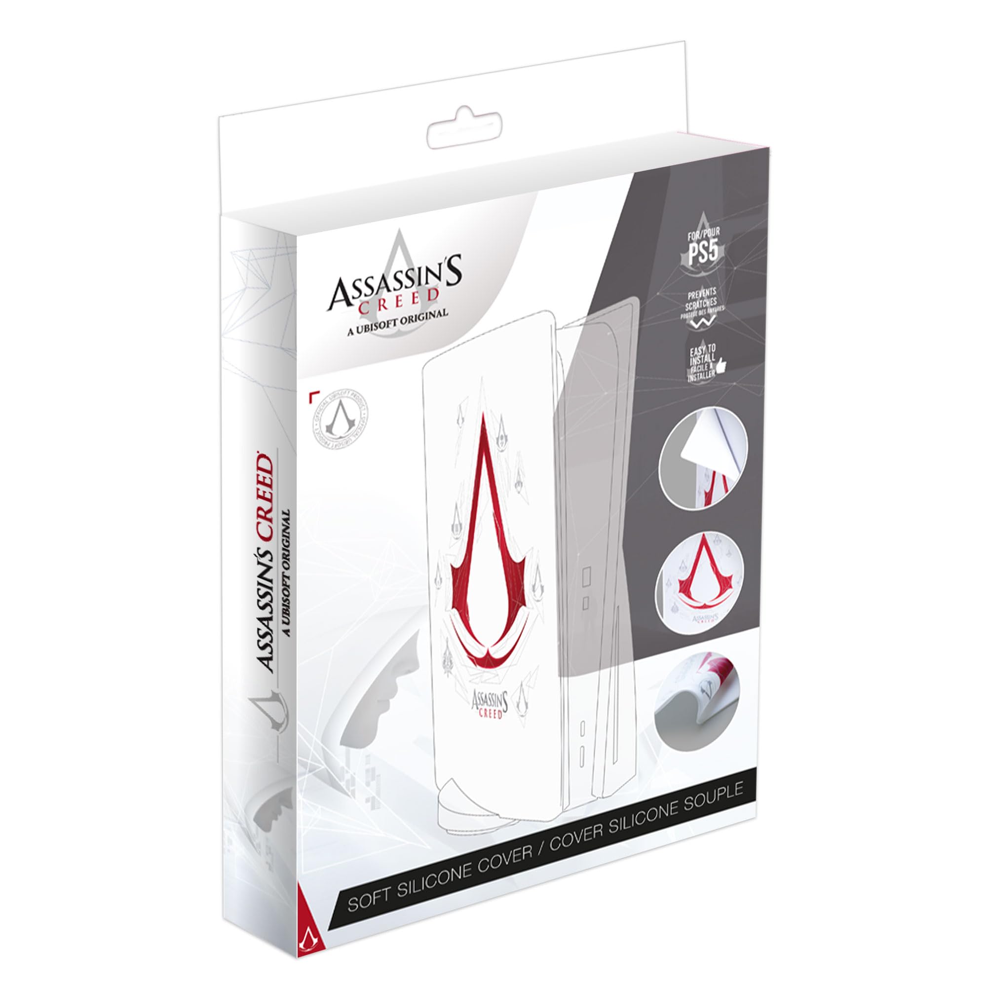 Assassin's Creed PS5 Game Case - White Flexible Silicone Cover for PlayStation 5 Disc - Perfect for Gaming Protection & Storage