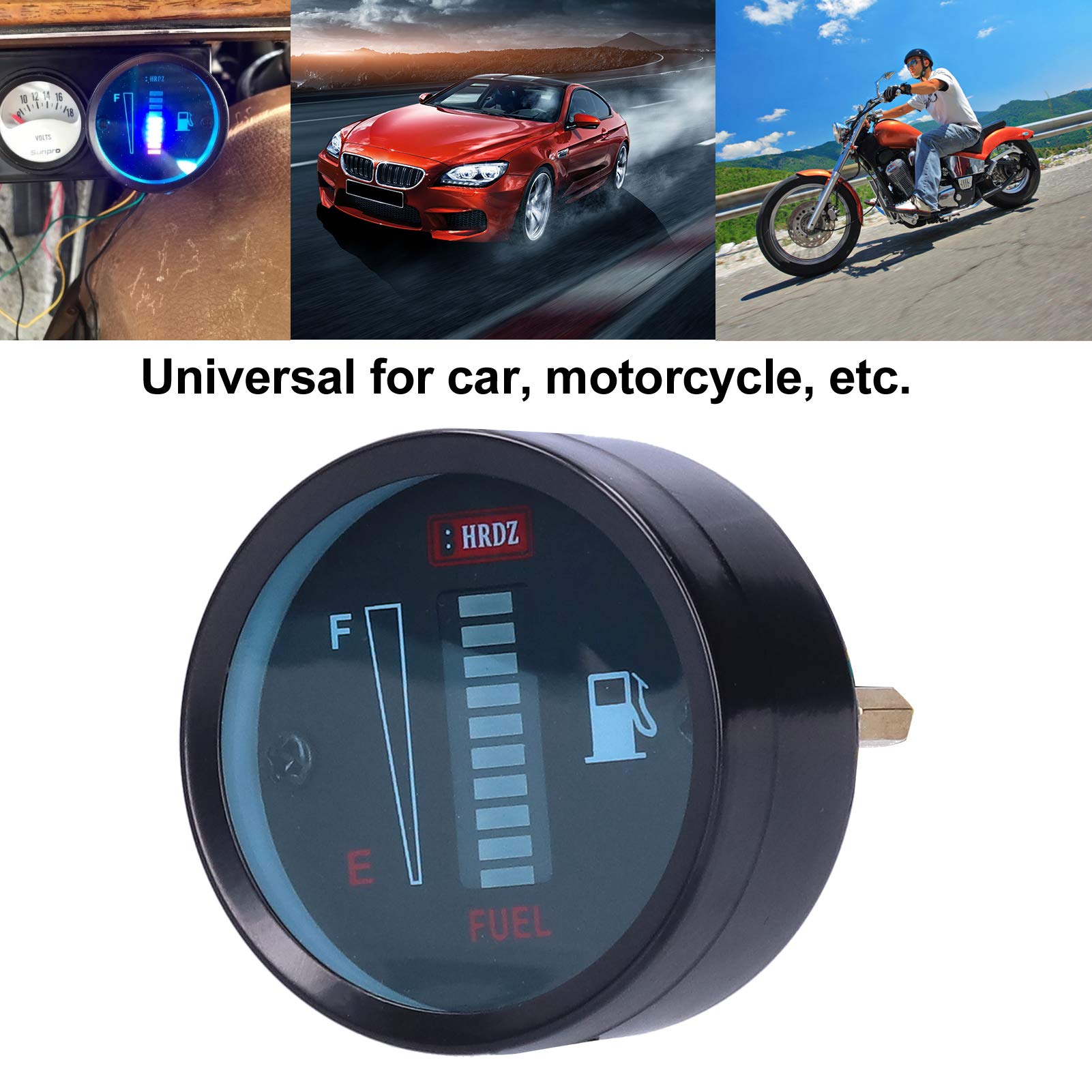 12V LED Fuel Gauge - 52mm Universal Adjustable Fuel Meter for Cars & Motorcycles - Perfect for Vehicle Fuel Level Monitoring & Dashboard Installation