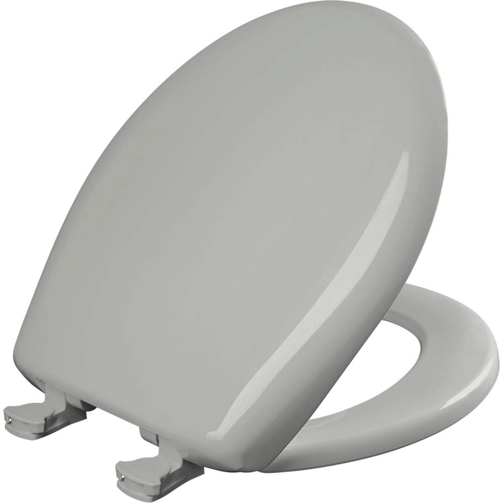 Bemis Classic Colors Slow Close Toilet Seat - Easy Clean Hinges & Durable Plastic Round Toilet Seat Cover in Ice Grey | Perfect for Bathroom Upgrade & Home Renovation