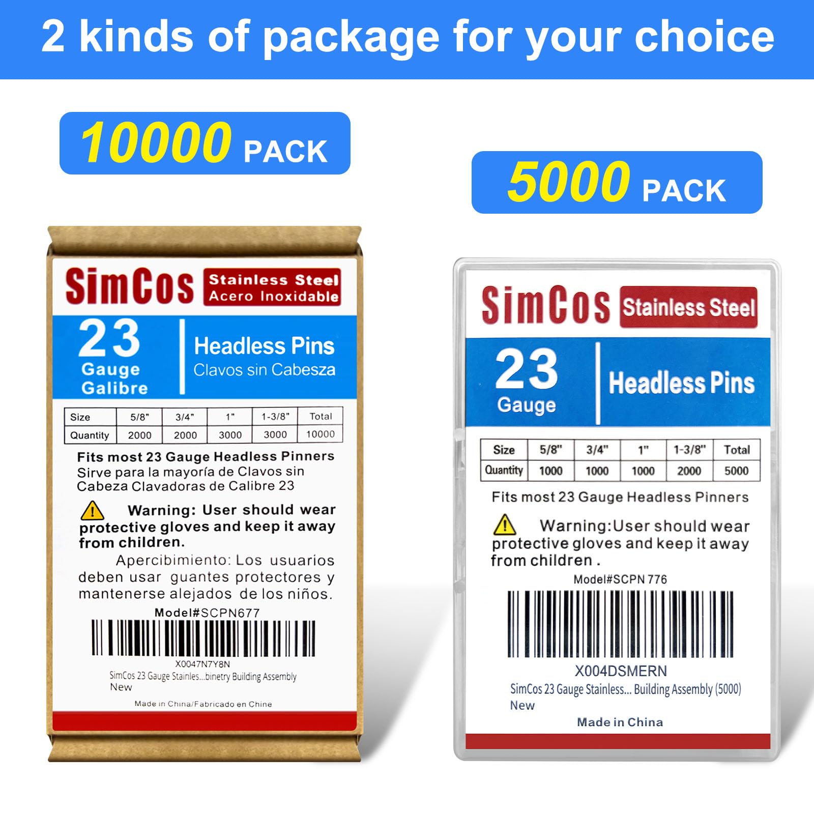 Premium 23 Gauge Stainless Steel Headless Pin Nails - 5/8