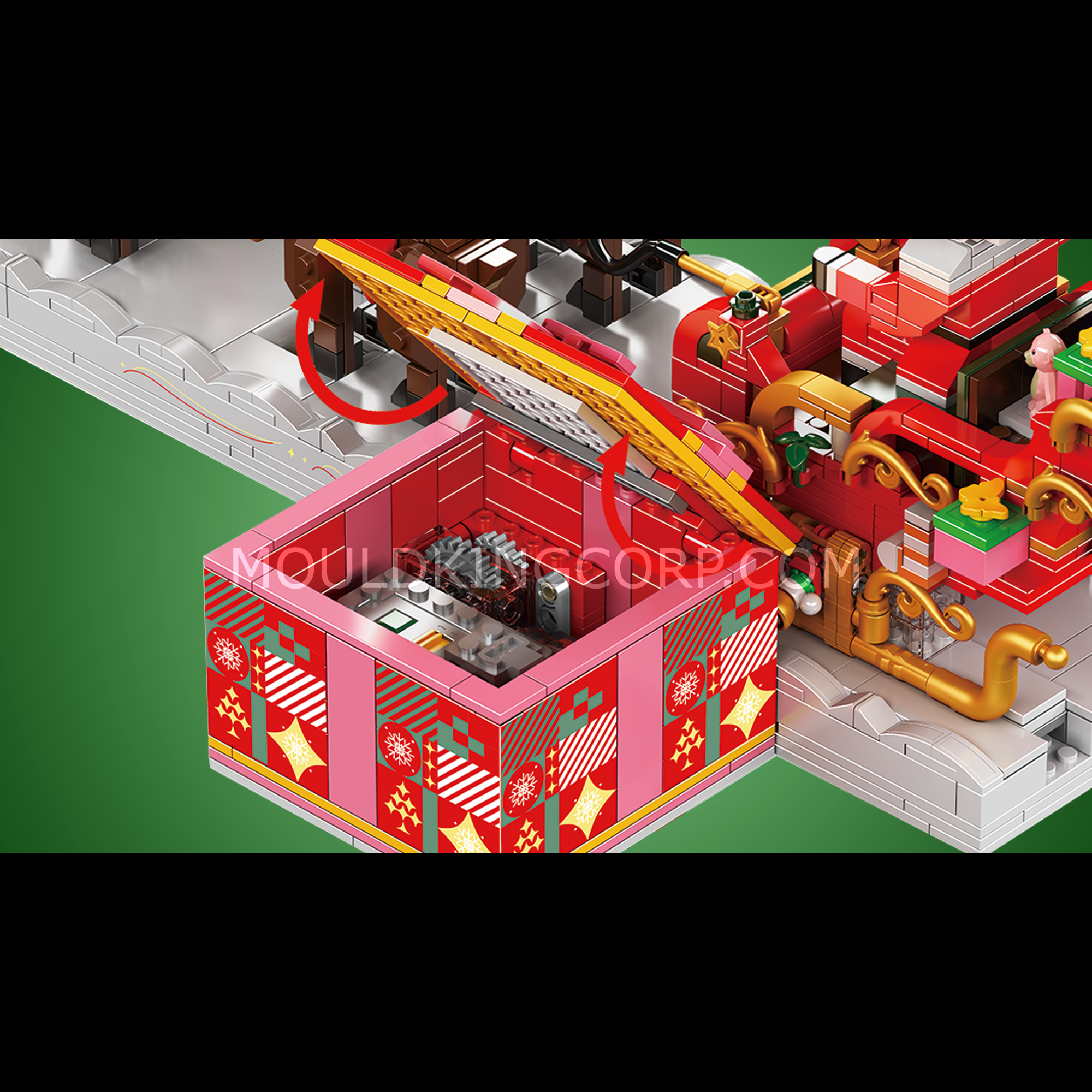 Mould King 10154 Motorized Reindeer & Santa Claus Sleigh Building Set - 2073 Piece Christmas Themed Construction Toy for Adults & Kids | Holiday Decor, Gift Idea, STEM Learning Activity