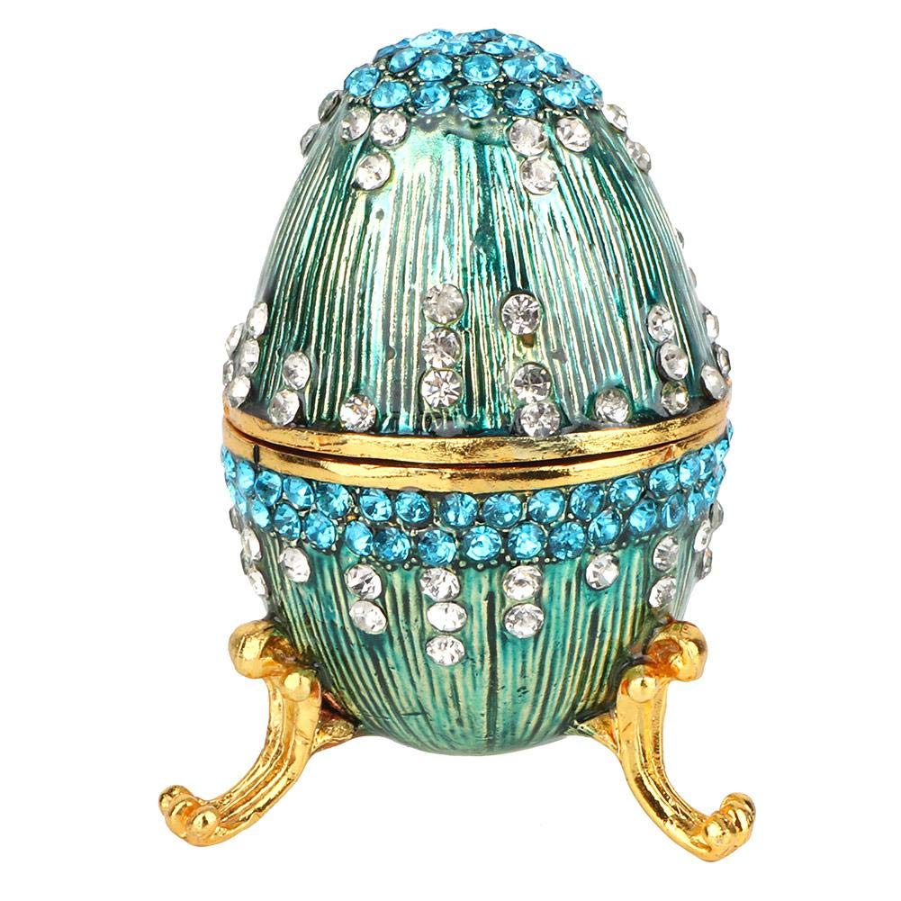 Vintage Enamel Easter Egg Jewelry Box - Elegant Trinket Storage for Necklaces, Bracelets & Rings - Handcrafted Blue Decorative Organizer - Perfect Gift for Easter, Home Decor & Craft Lovers
