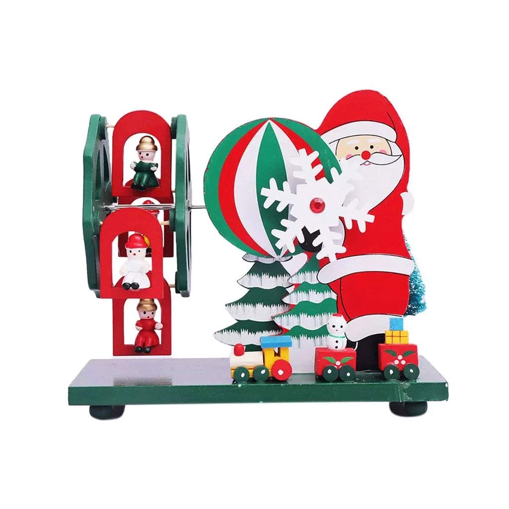 Christmas Music Box - Wooden Windmill Holiday Decorations with Santa Pull Cart - Hand-Crank Desktop Clockwork Musical Gift for Home, Office & Christmas Tree Decor - Perfect for Holiday Parties, Gift Exchanges & Festive Decor
