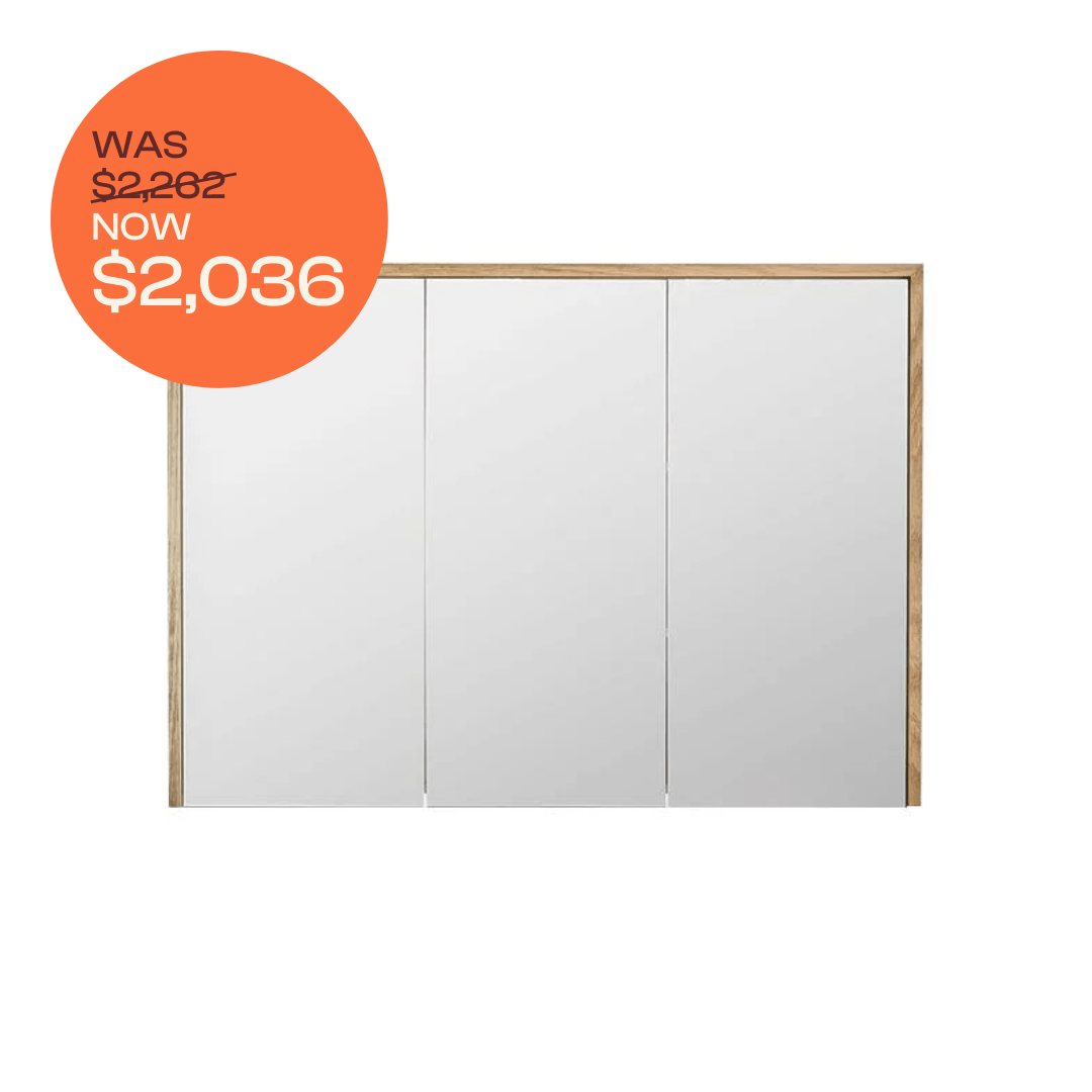 Bayview Mirror Cabinet 1200 - American Oak Light Bathroom Vanity with Storage - Perfect for Modern Bathrooms & Bedrooms