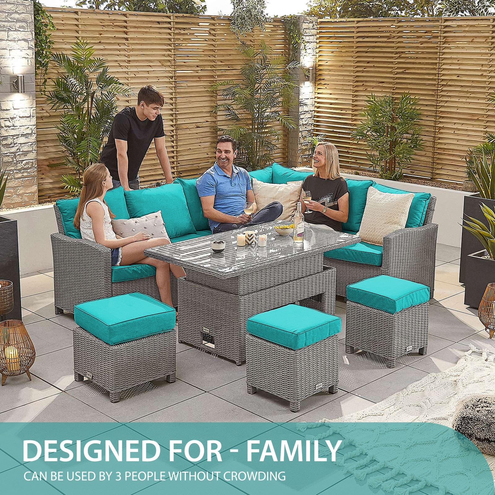 Waterproof Outdoor Cushion Covers for Patio Furniture - 12PC Washable Replacement Covers with Zipper & Ties for Wicker Rattan Sofa, Chair (Lake Blue) | Perfect for Backyard, Deck, Poolside & Garden Seating