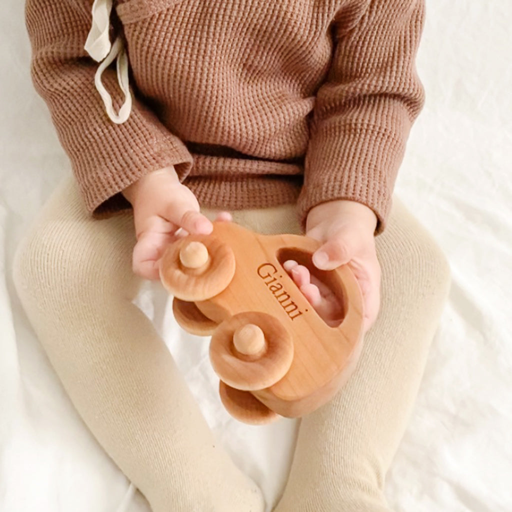 Love Bug Wooden Toy Car - Eco-Friendly Handmade Wooden Toy for Kids, Perfect for Pretend Play & Early Learning - Great Gift for Toddlers & Preschoolers