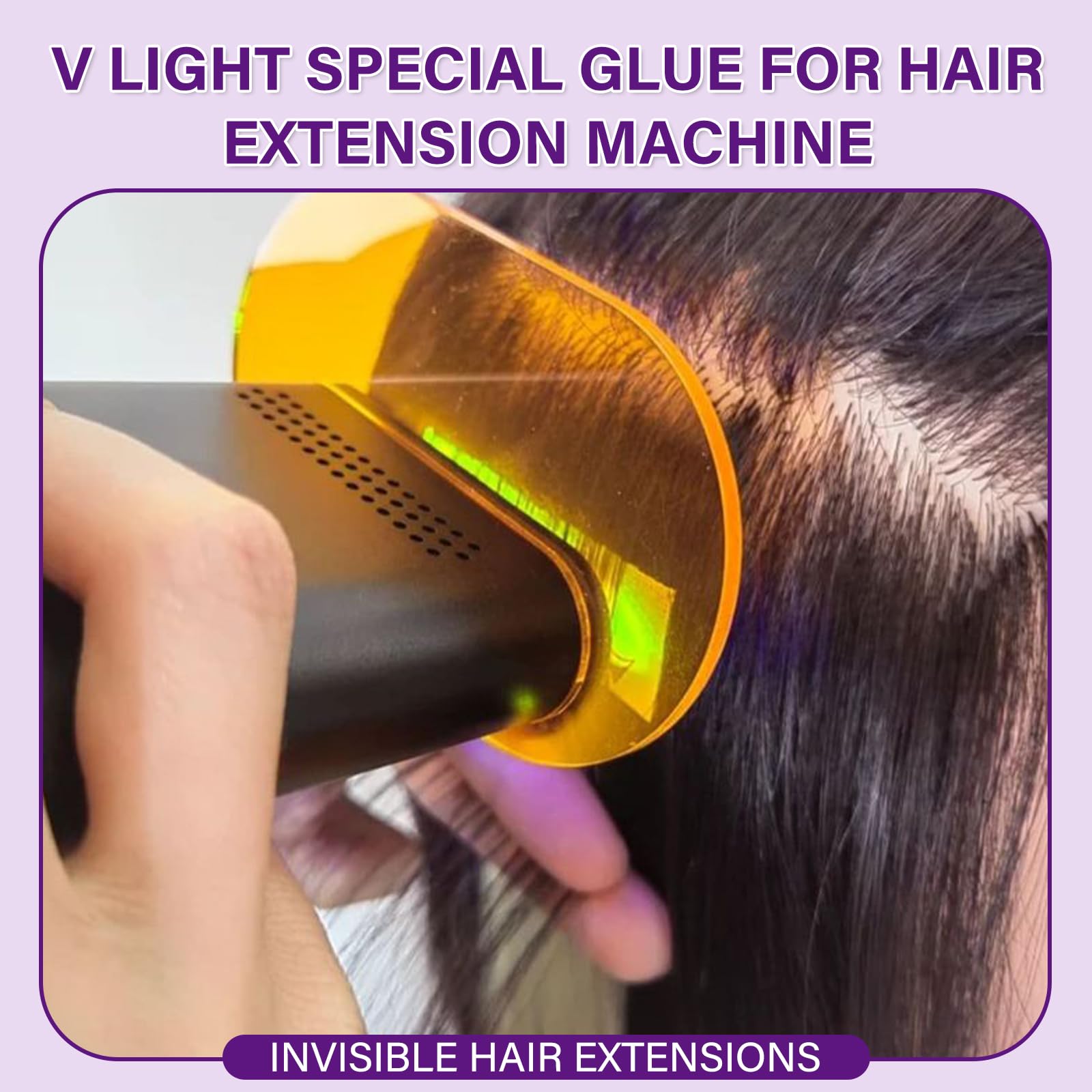 Professional V Light Hair Extensions Kit - Includes UV Lamp, Remover Machine, Glue & Remover Solution (4 Pack Each) | Perfect for Salon Styling, DIY Hair Extensions & At-Home Hair Care