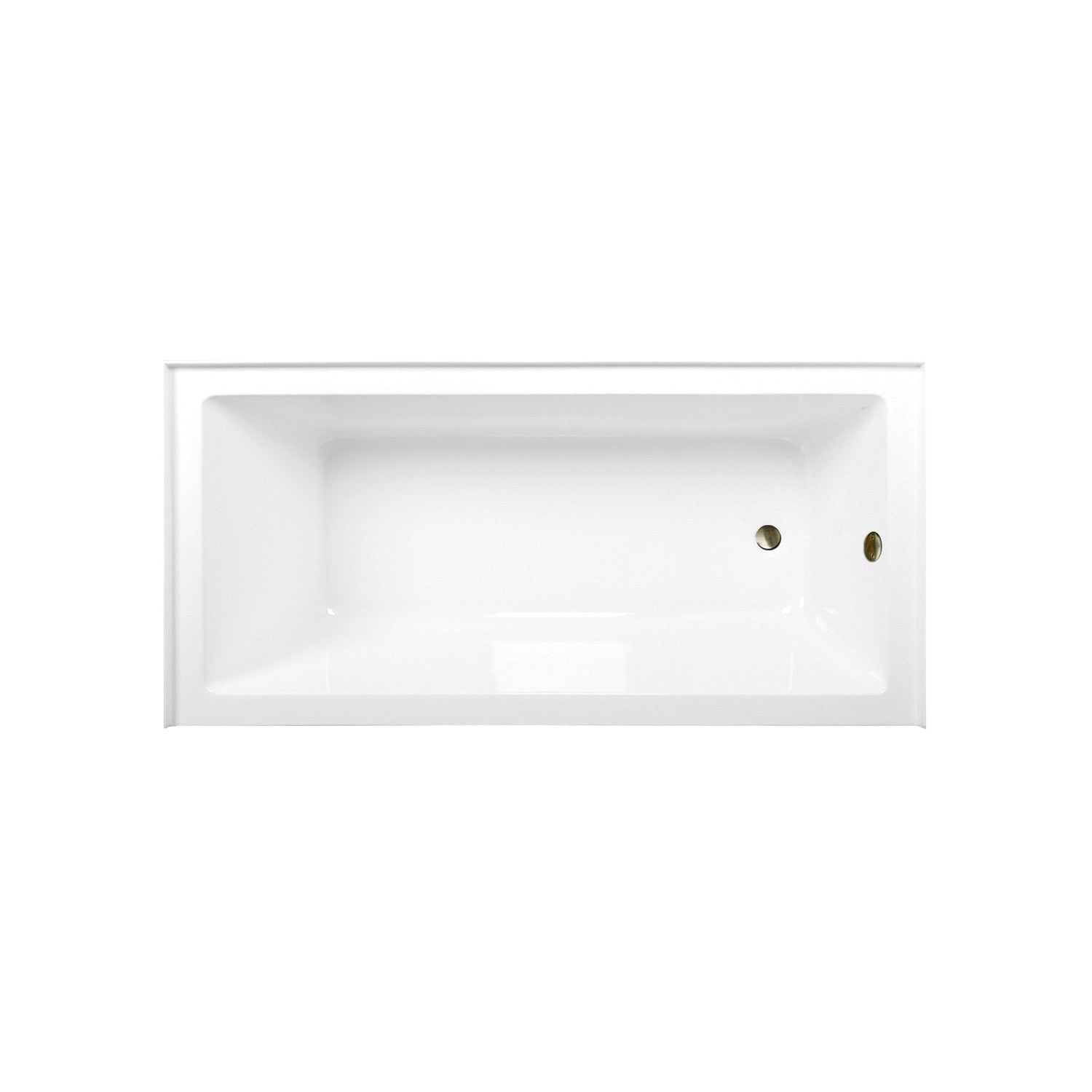 Aqua Eden 66 Inch Acrylic Rectangular 3 Wall Alcove Bathtub Combo with Waste & Overflow Drain - Glossy White/Antique Brass (Right Hand Drain) - Perfect for Modern Bathroom Renovations and Spa-Like Retreats