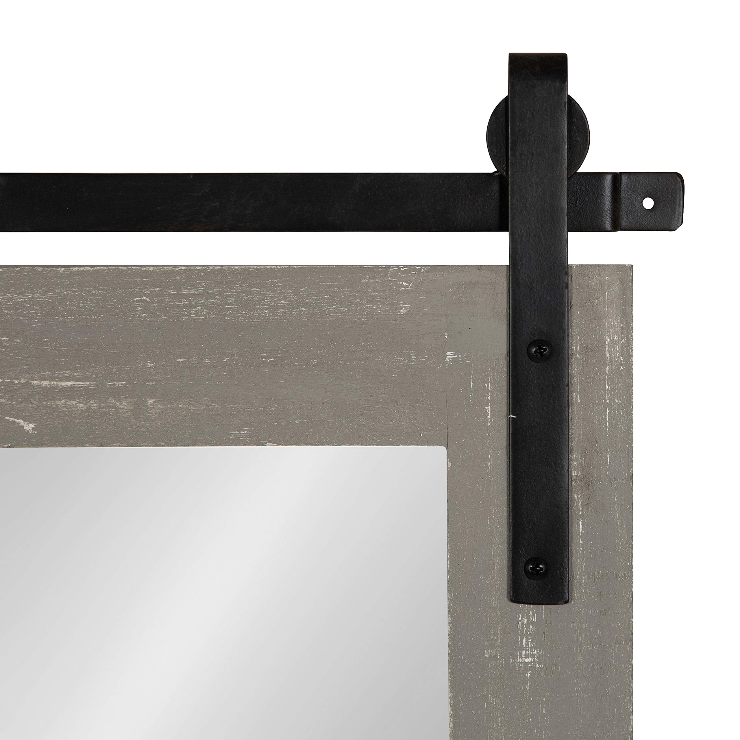 Kate and Laurel Cates Farmhouse Wood Framed Wall Mirror - 18x26 Inches Rustic Gray Barn Door Style Mirror - Perfect for Living Room, Bedroom, Entryway & Farmhouse Decor