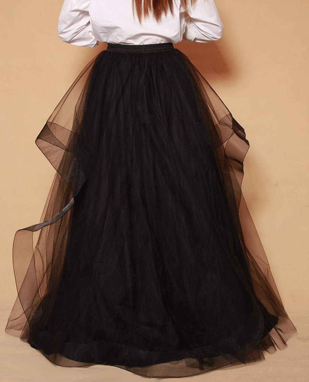 Elegant Women's Maxi Long Tulle Skirt - A-Line Horsehair Tiered Floor Length High Waisted Tutu for Wedding, Bridal Party, Prom, Evening Gala & Special Occasions | Plus Size Available