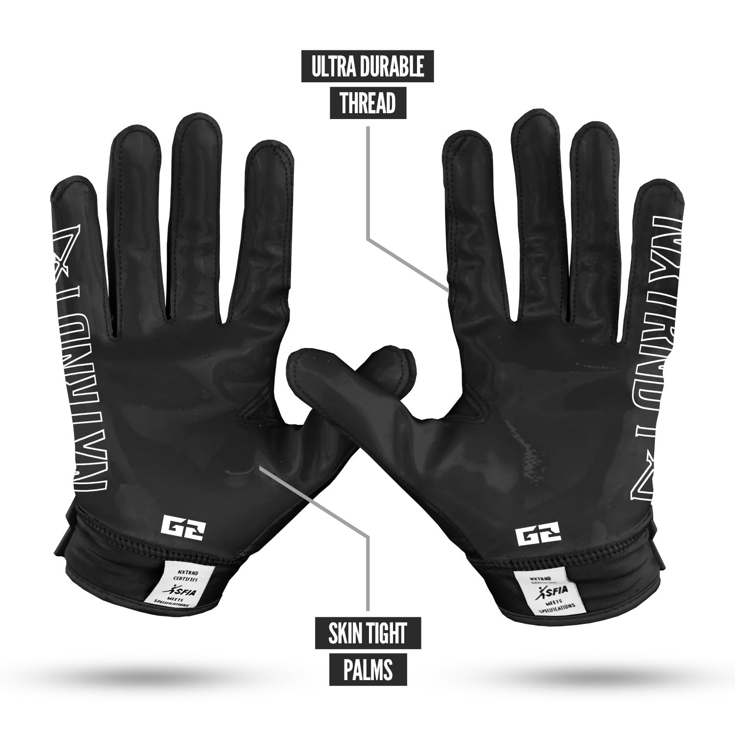 Nxtrnd G2 Football Gloves for Men - Ultra Sticky Elite Receiver Gloves with Enhanced Grip for Training & Game Day Performance