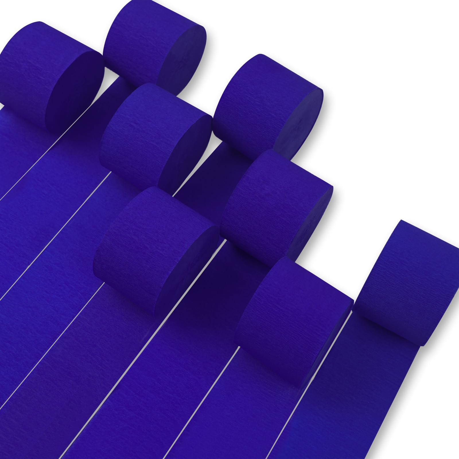 PartyWoo 8 Rolls Crepe Paper Streamers (656ft Total) - Royal Blue Party Decorations for Birthdays, Weddings & Events | 1.8