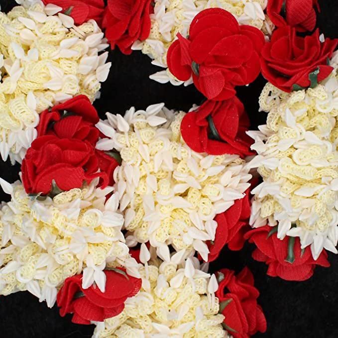 Delightfull Wears Rose and Mogra Rubber Band Gajra Hair Accessories - White Floral Hair Jewelry for Women (Pack of 2) | Perfect for Weddings, Parties, Festivals & Traditional Occasions