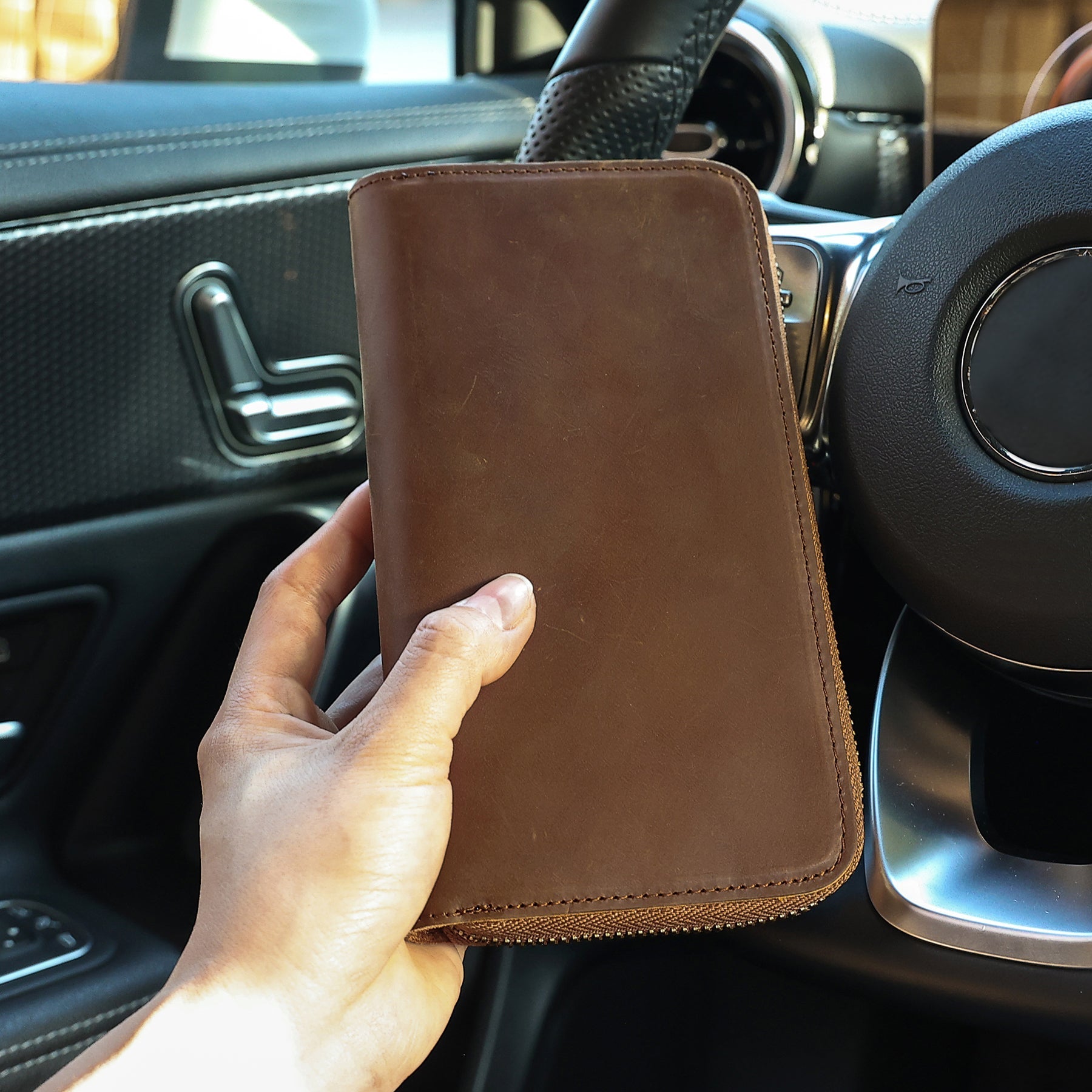 RFID Blocking Men's Long Wallet - Slim Leather Bifold Wallet with Multiple Card Slots - Perfect for Travel, Business & Everyday Use