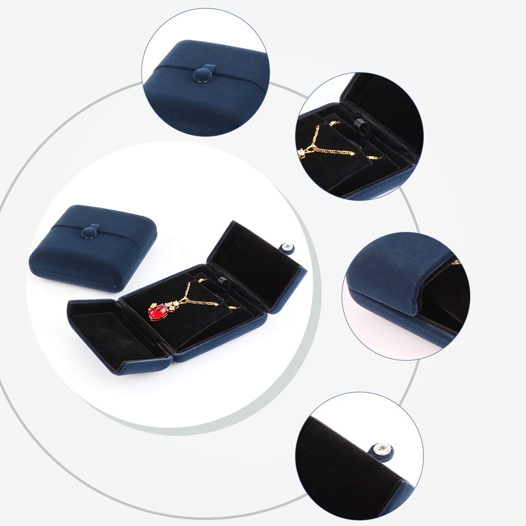 iSuperb Royal Blue Velvet Jewelry Box - Necklace, Bracelet, Earrings & Pendant Storage Case for Engagement, Proposal & Wedding Jewelry Display | Elegant Gift Box for Women